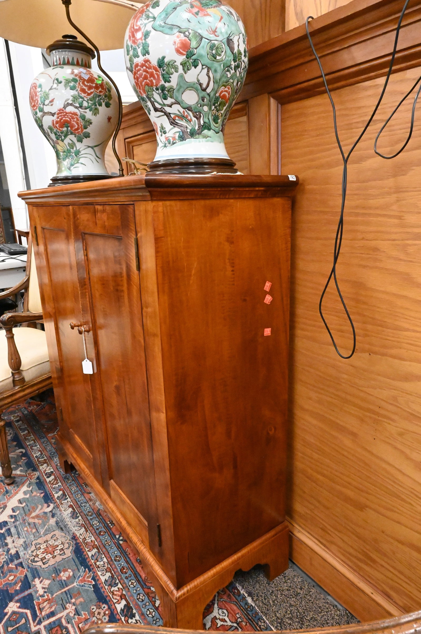 Custom Chippendale Style Figured Maple Side Cabinet - 4