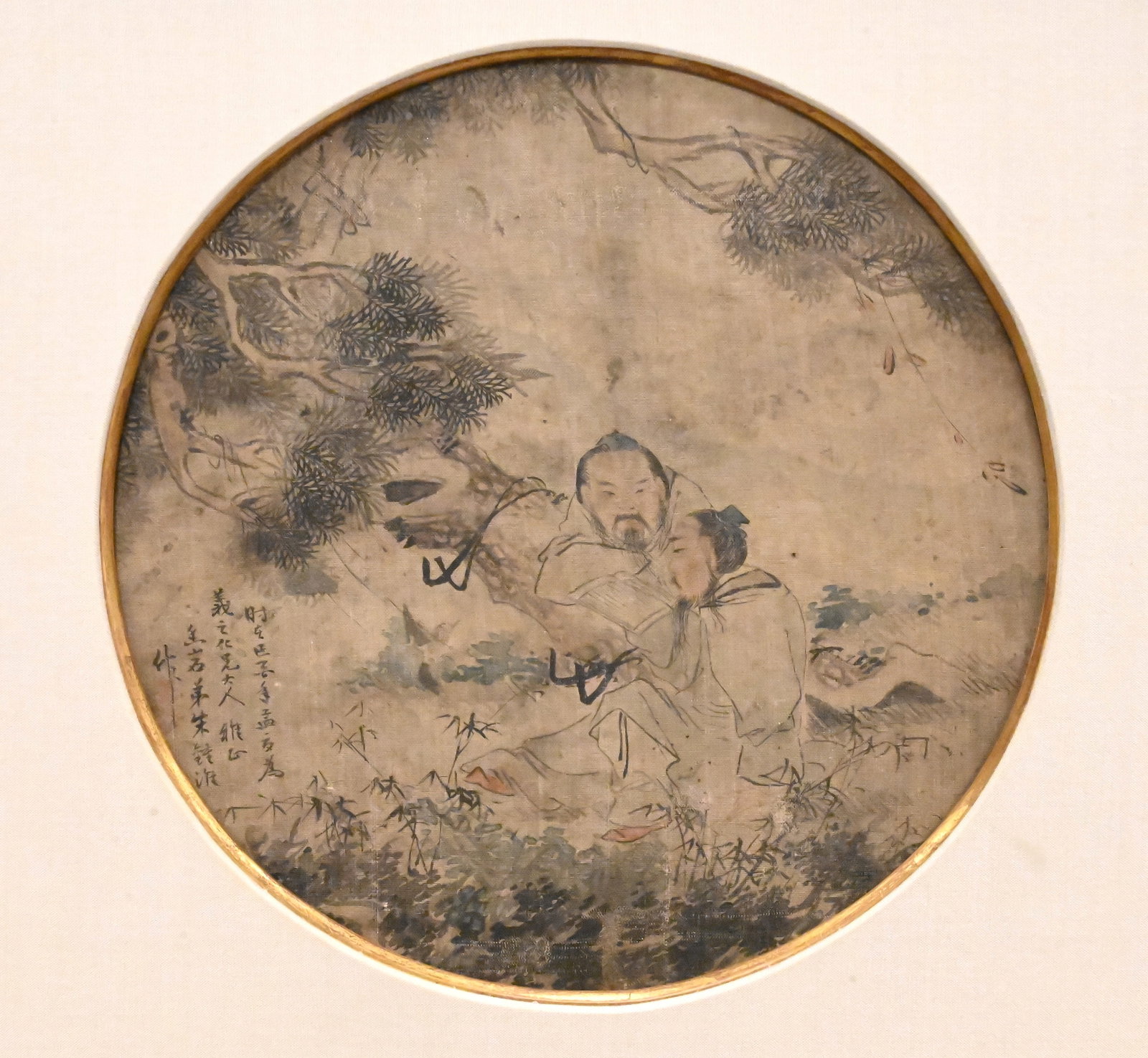 Framed Chinese Roundel Painting on Silk (1 of 6)