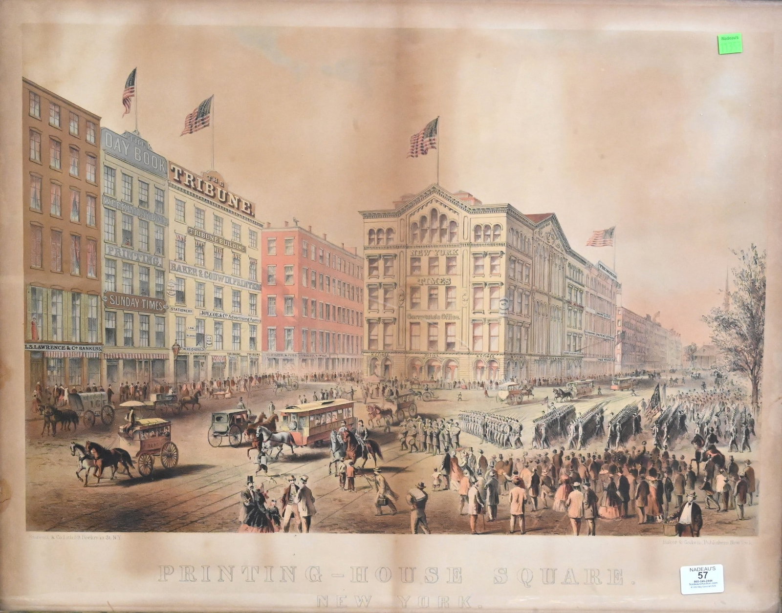 Framed New York's Printing House Square Chromolithograph (1 of 7)