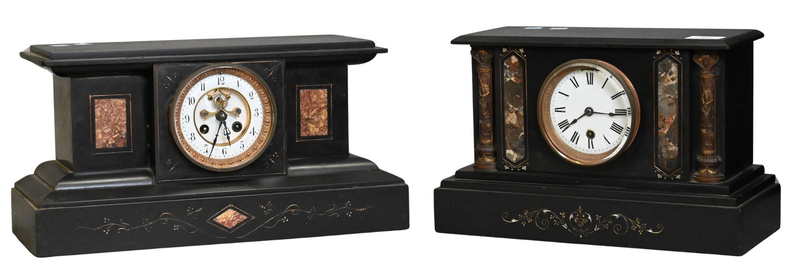 Two Black Slate Mantle Clocks (1 of 5)