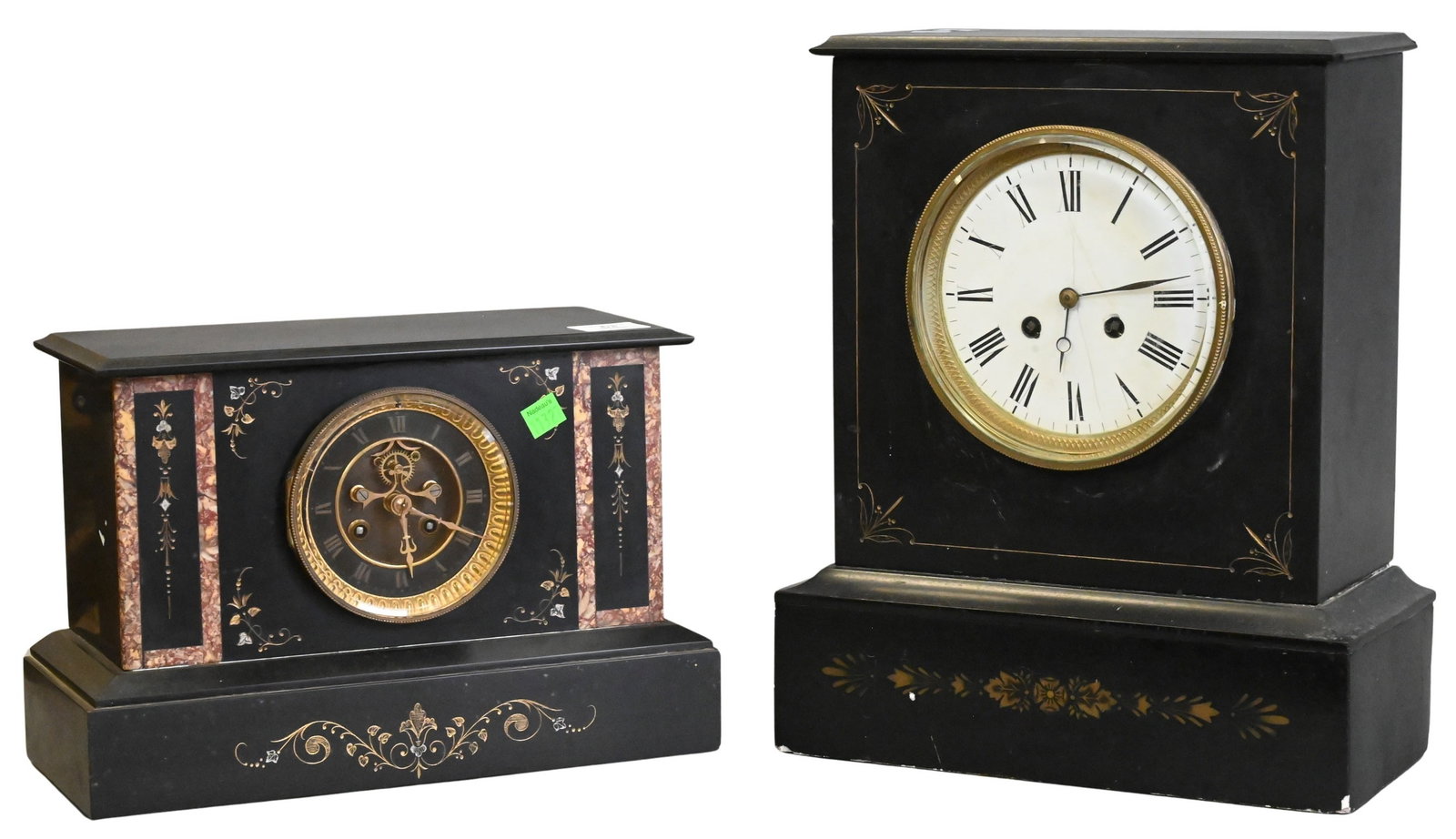 Two Black Slate Mantle Clocks (1 of 5)