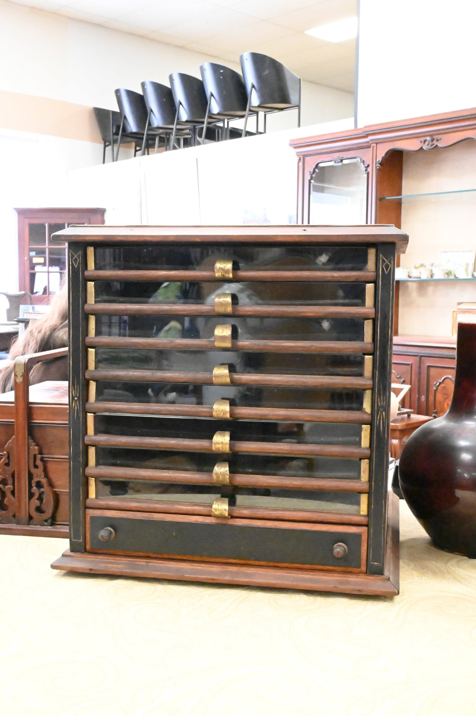 Victorian Oak Spool Cabinet - 2