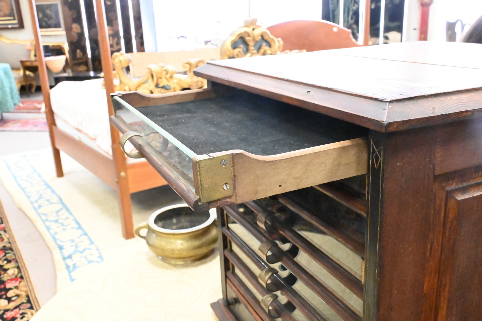 Victorian Oak Spool Cabinet - 4