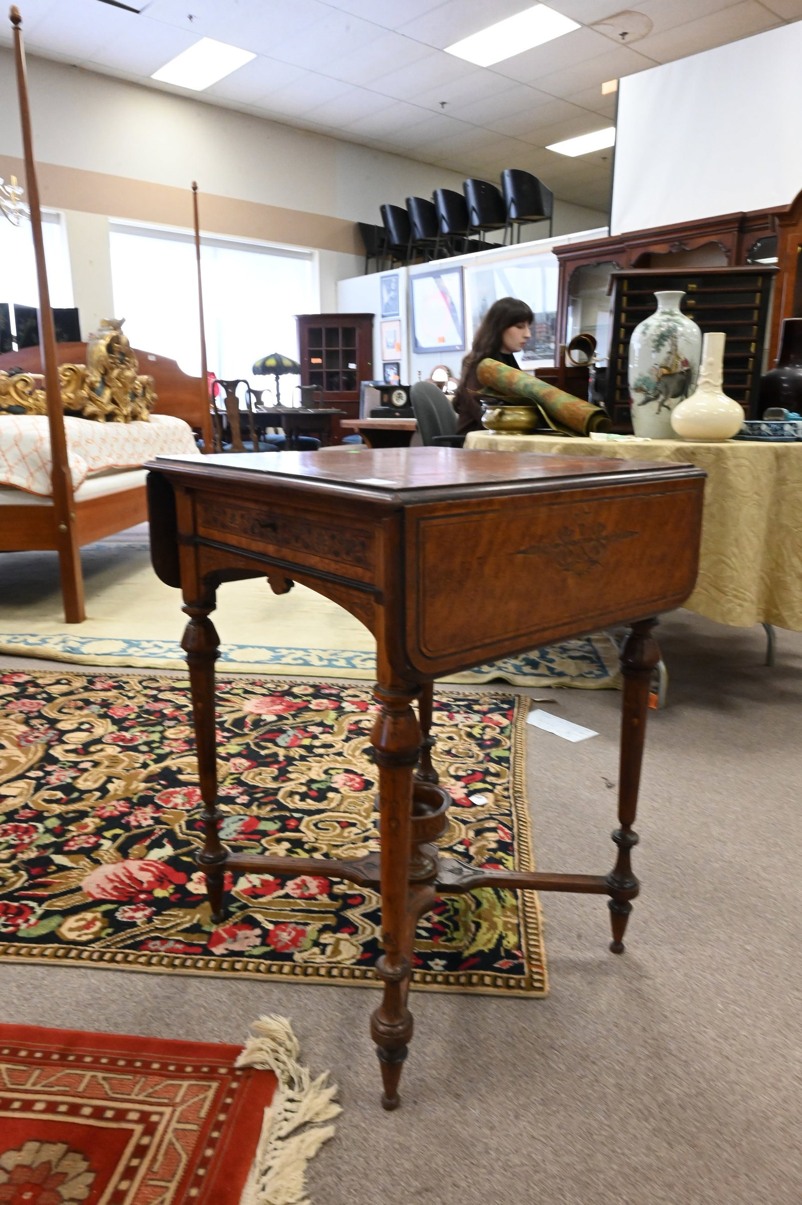 Drop Leaf Birds-Eye Maple Stand - 2