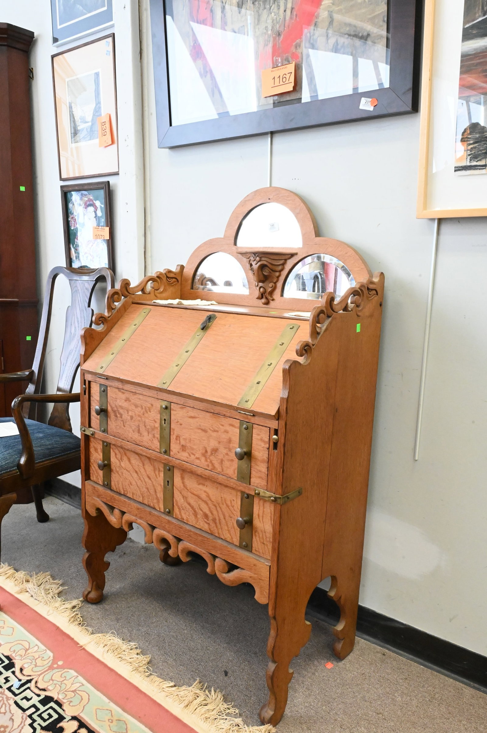 Oak Slant Front Desk - 2