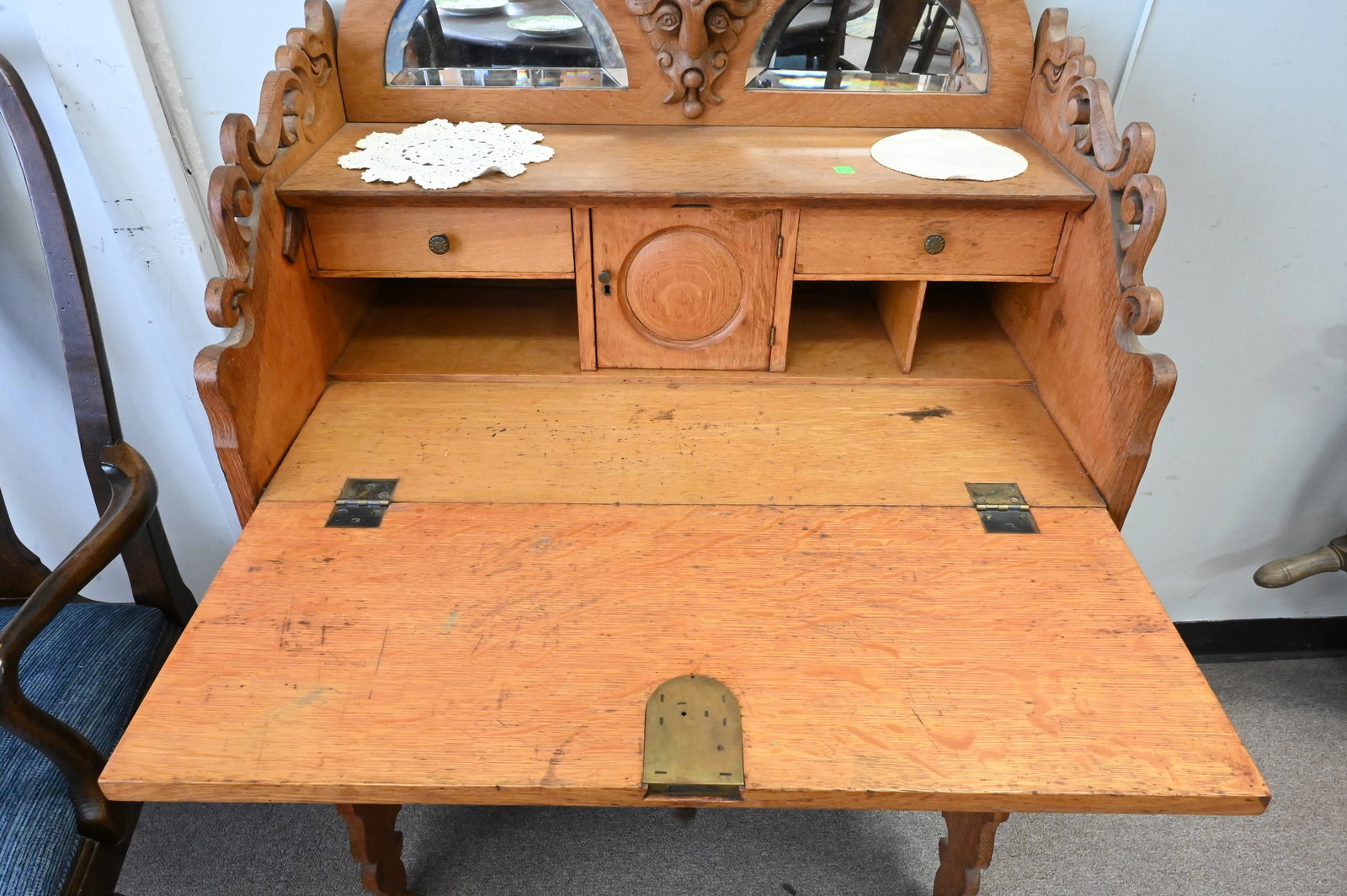 Oak Slant Front Desk - 3