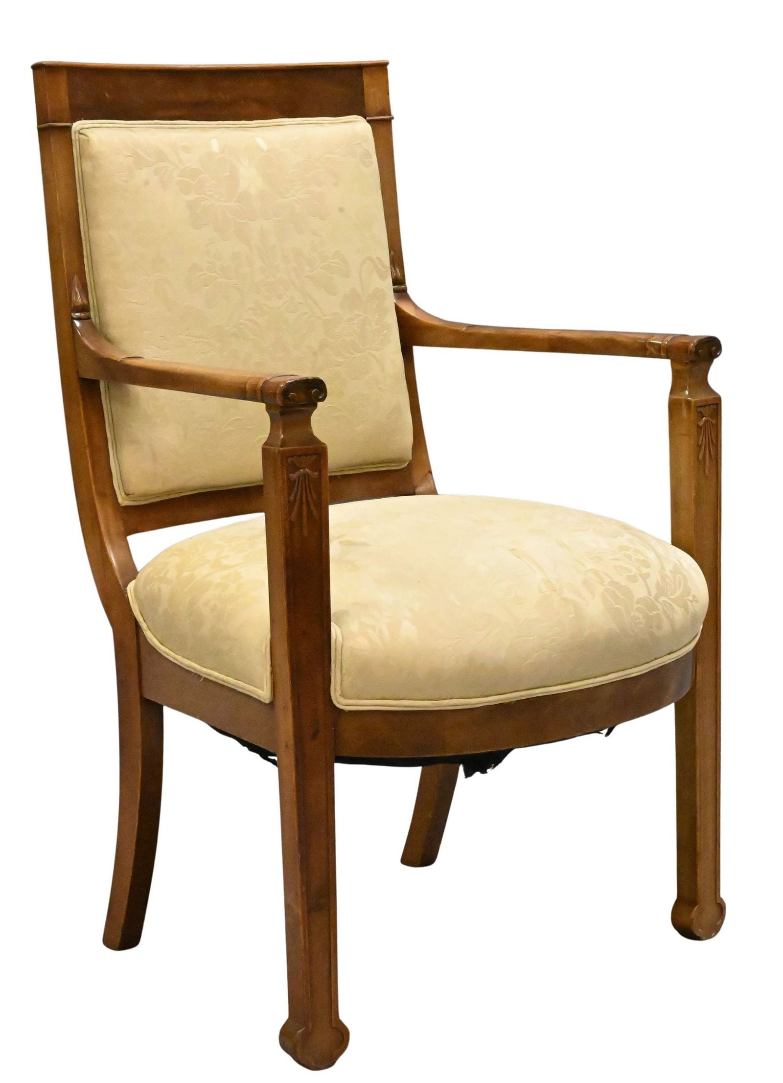 Continental Mahogany Open Armchair: Continental Mahogany Open Armchair height 38 inches, width 22 1/2 inches, depth 19 inches