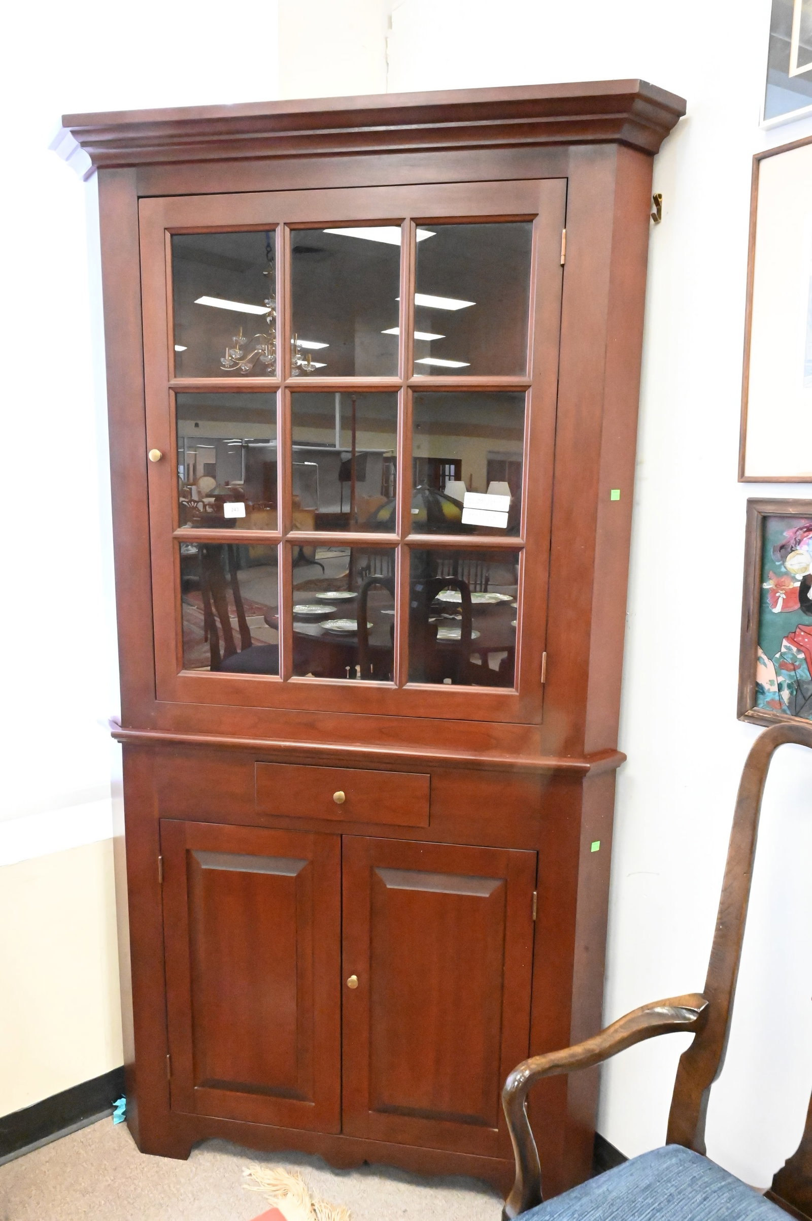 Benchmade Dark Cherry Two Part Corner Cabinet - 2