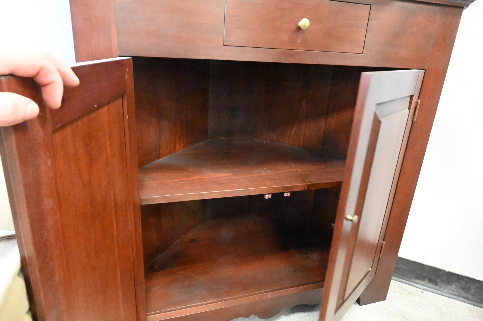 Benchmade Dark Cherry Two Part Corner Cabinet - 5