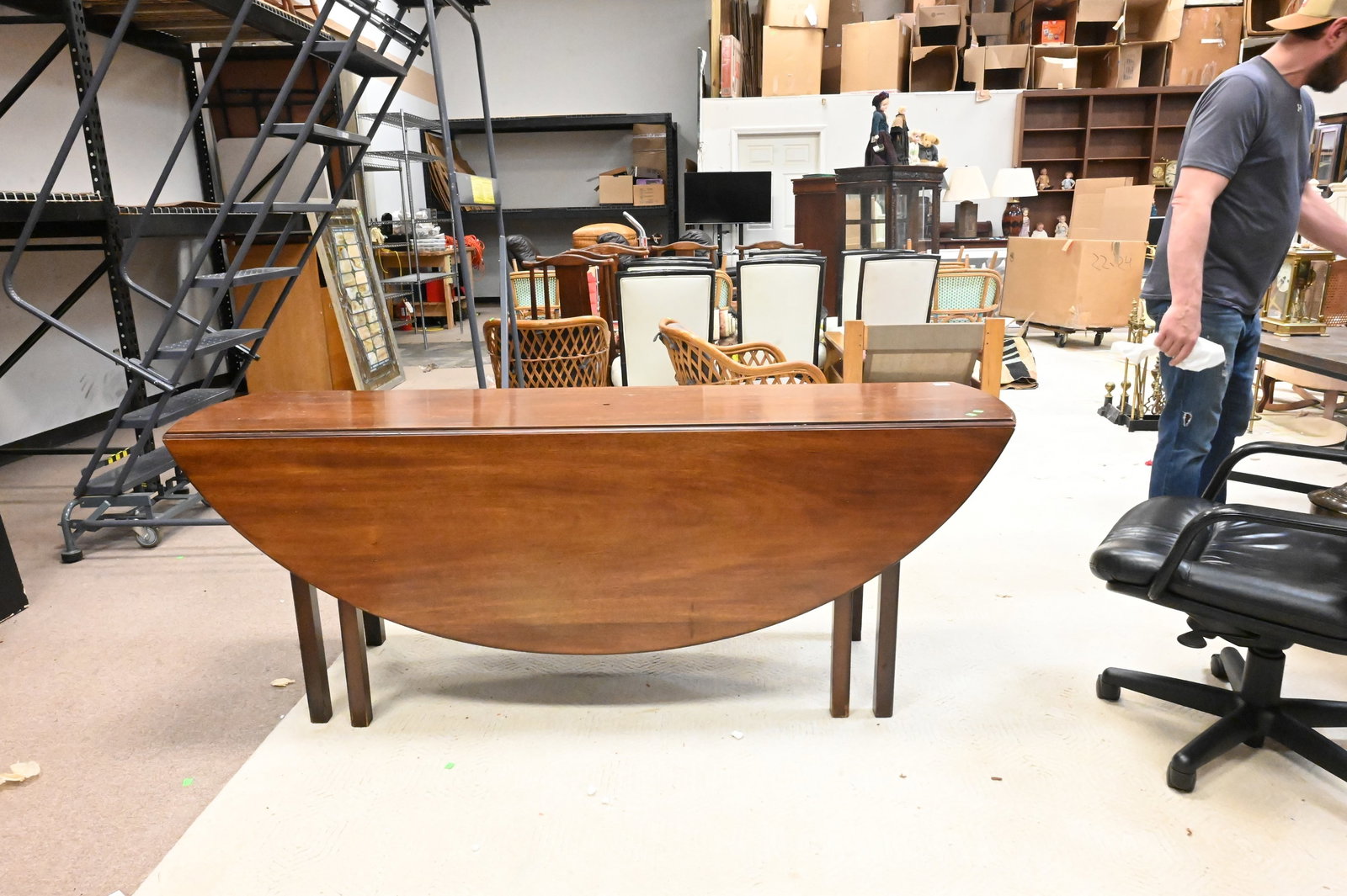 Mahogany Drop Leaf Conference Table - 3
