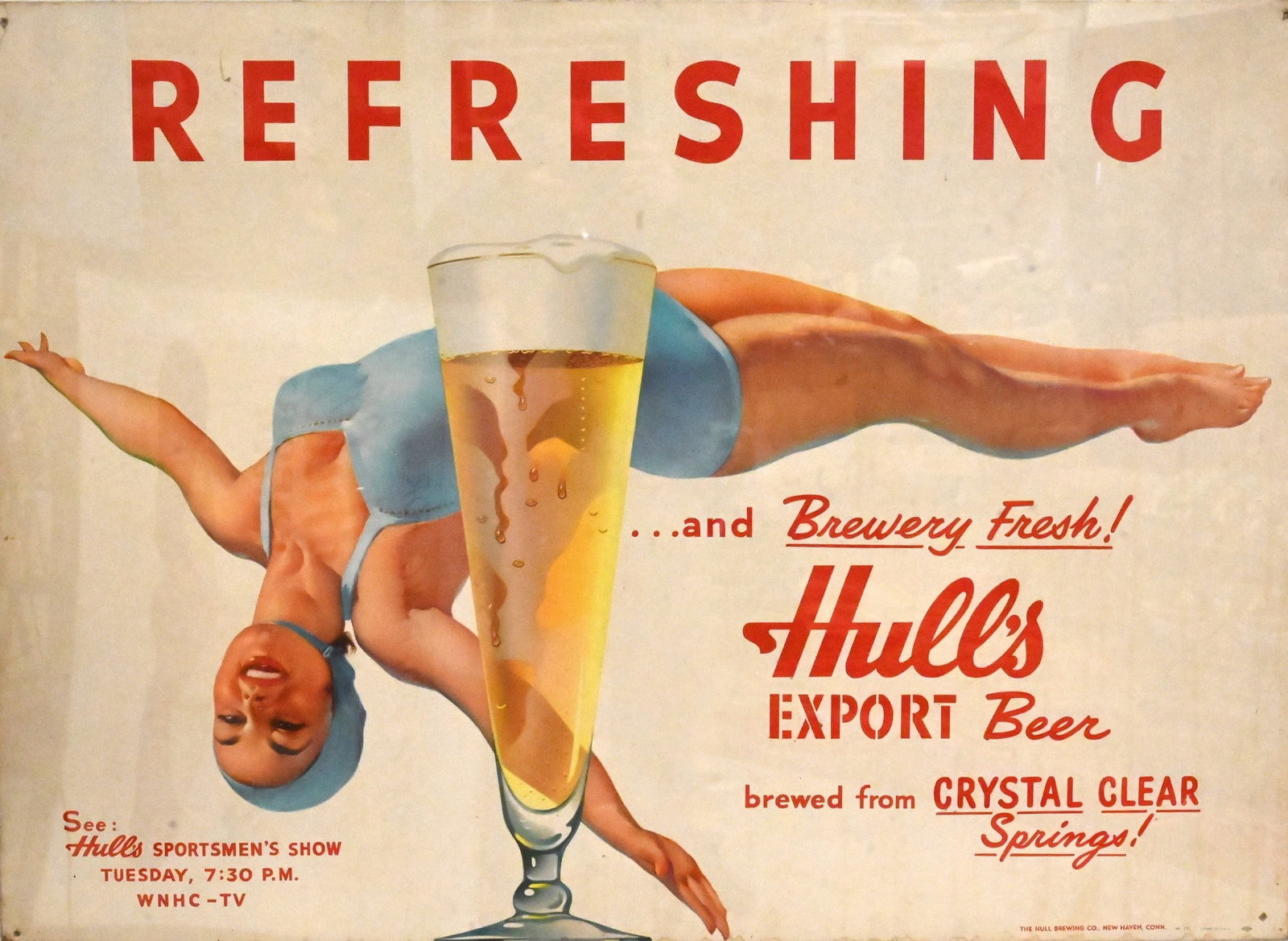 Hulls Export Beer Vintage 1940's Cardboard Advertising Sign (1 of 5)