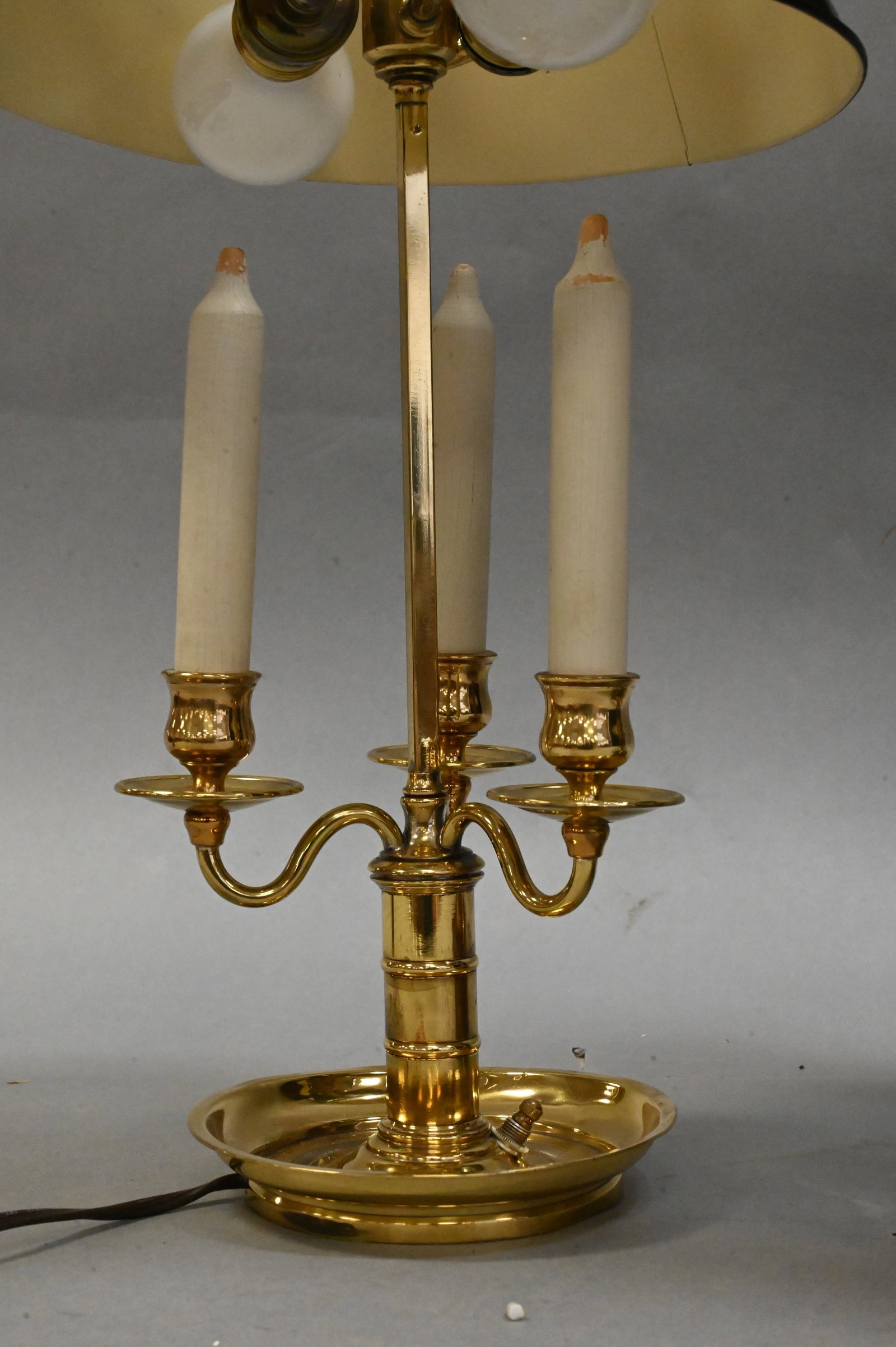 Three Brass Candlestick Form Table Lamps - 2