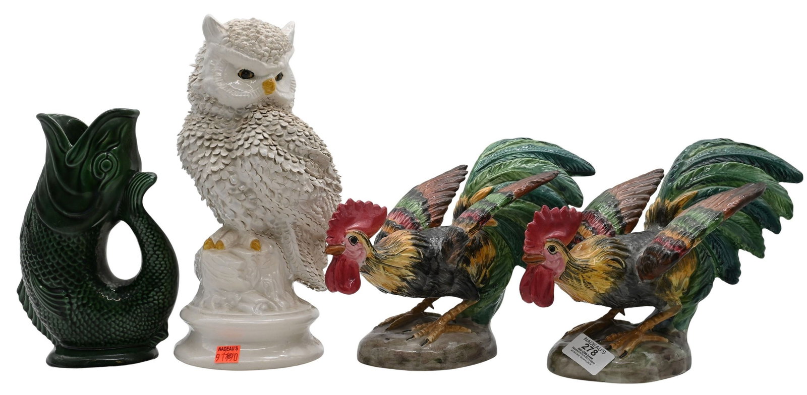 Four Mid Century Majolica Animals (1 of 9)