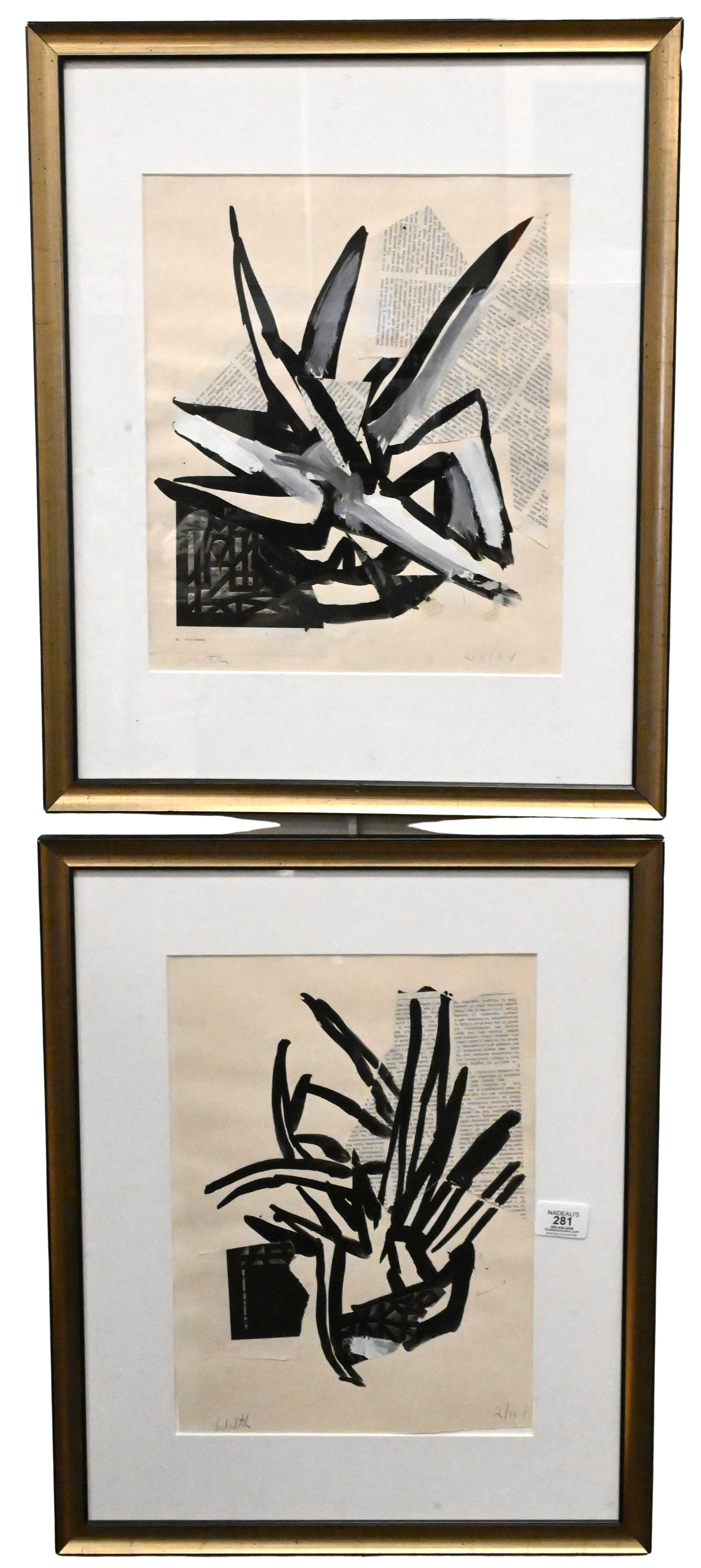 Two: Daniel Walth (American B.1962): Two: Daniel Walth (American B.1962) "The Factory I", 1984 "The Factory V", 1984 Mixed media, cut paper collage, oil on paper Both signed lower margin Walth and dated Both 14" x 11 1/2" sight, 21