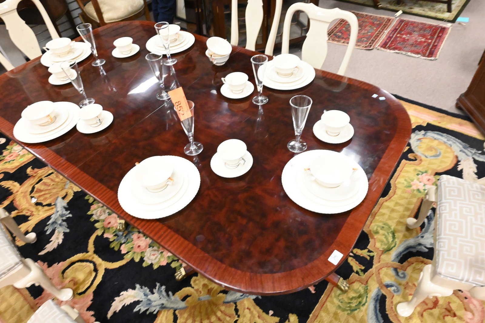 Double Pedestal Inlaid Dining Table - 3