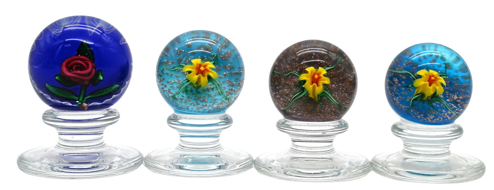 Four Charles Kaziun Jr. (American 1919-1992) Miniature Pedestal Paperweights (1 of 3)