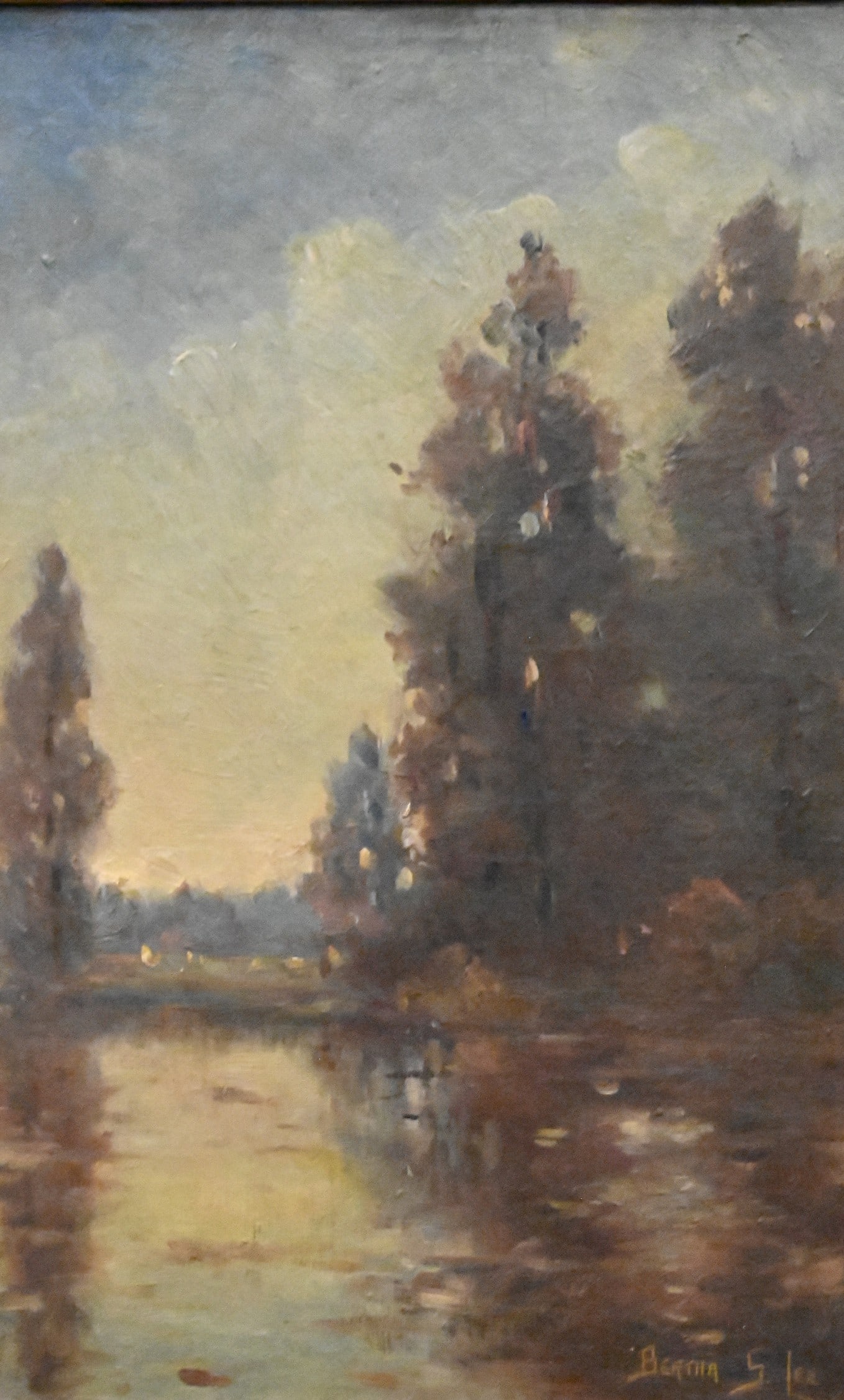 Bertha Stringer Lee (American 1869-1939): Bertha Stringer Lee (American 1869-1939) "No.7 Evening Glow-Eucalyptus", circa 1920 Oil on board Signed lower right Bertha S. Lee, artist biography verso 14 1/2" x 9" sight