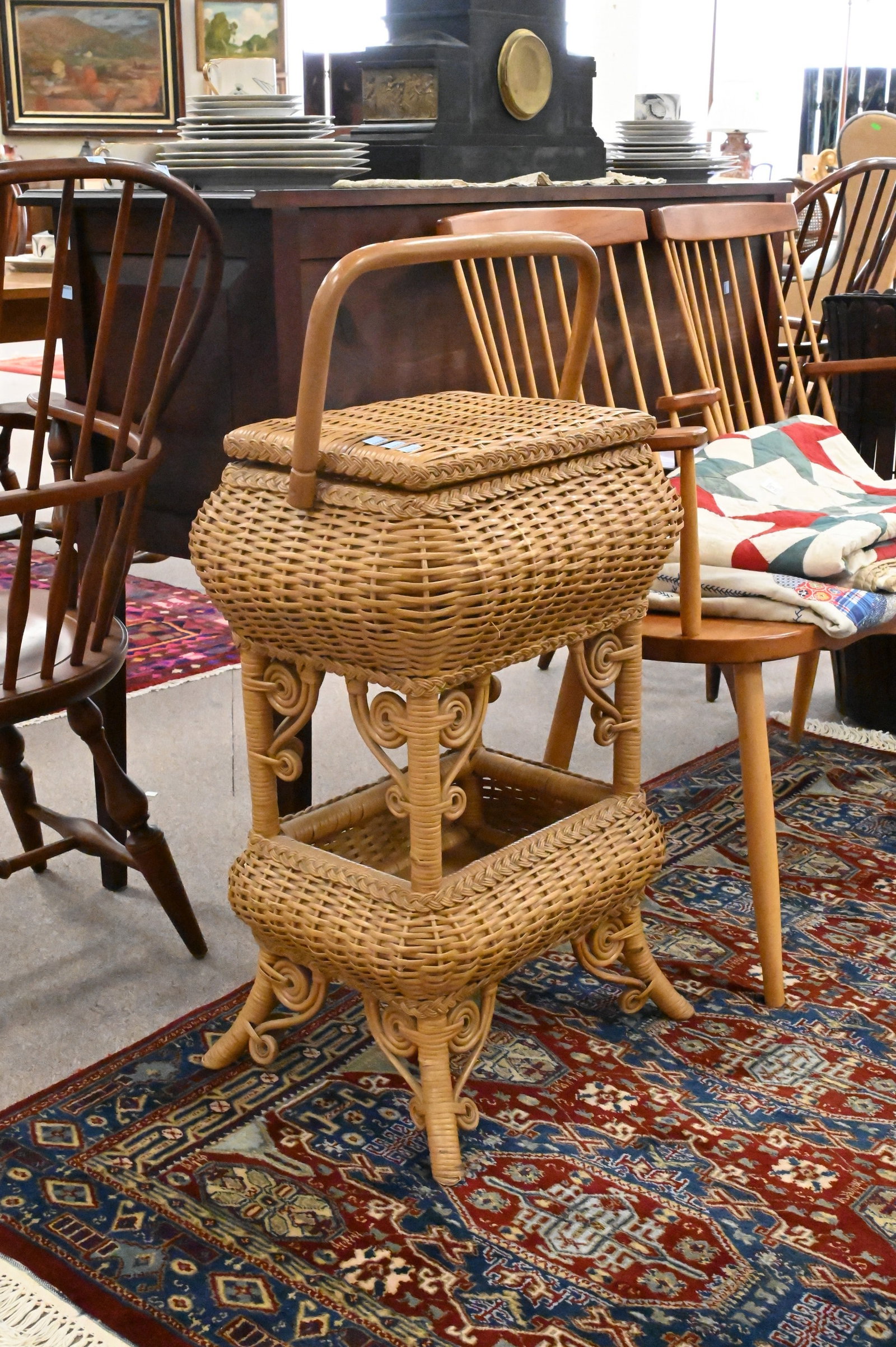Natural Wicker Sewing Stand - 2