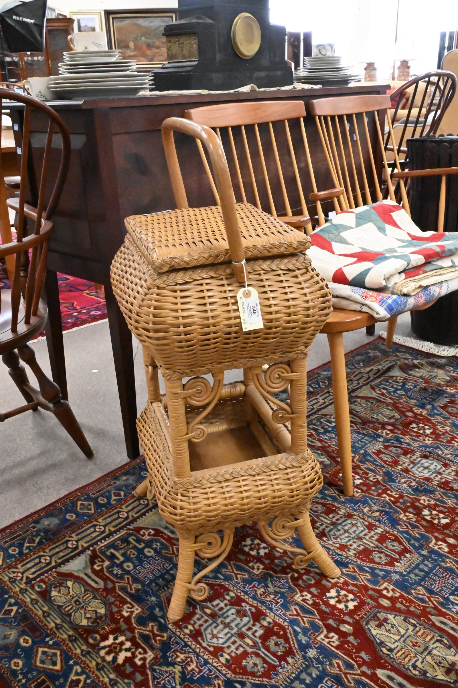 Natural Wicker Sewing Stand - 4