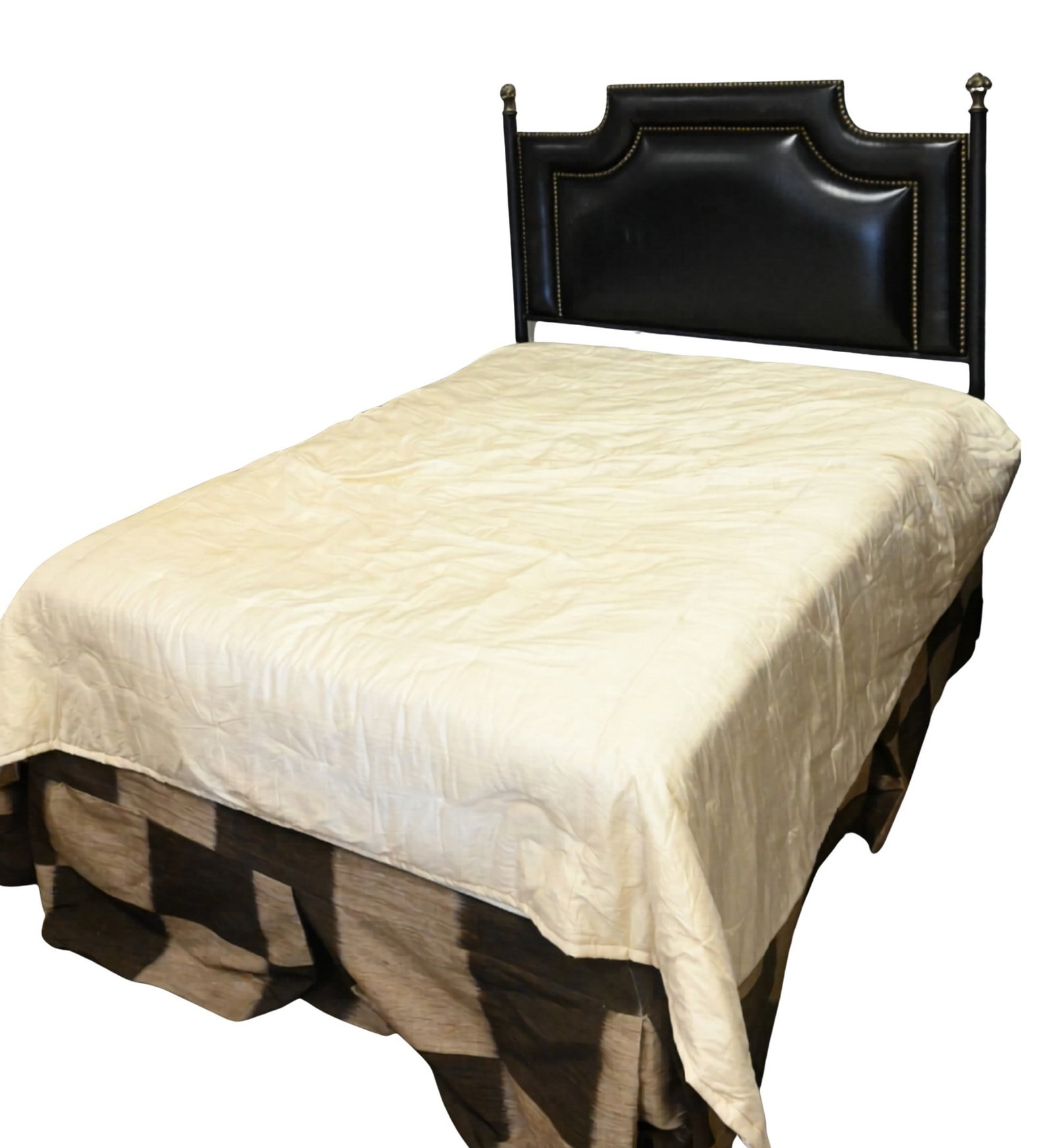 Leather Upholstered Queen Sized Bed: Leather Upholstered Queen Sized Bed having leather headboard and hollywood frame base height 65 inches