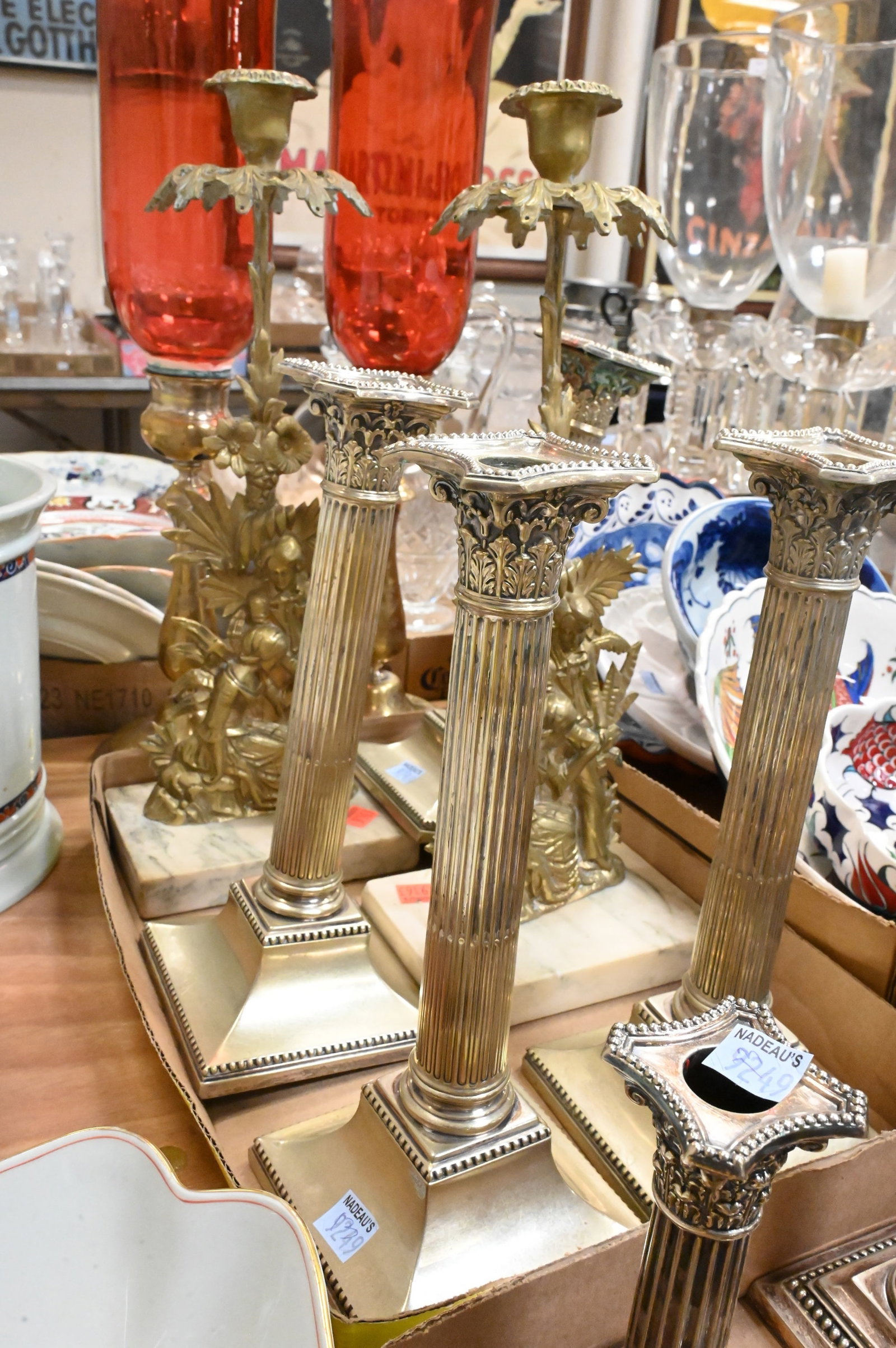 Nine Gorham and Other Silver Plated Candlesticks - 4
