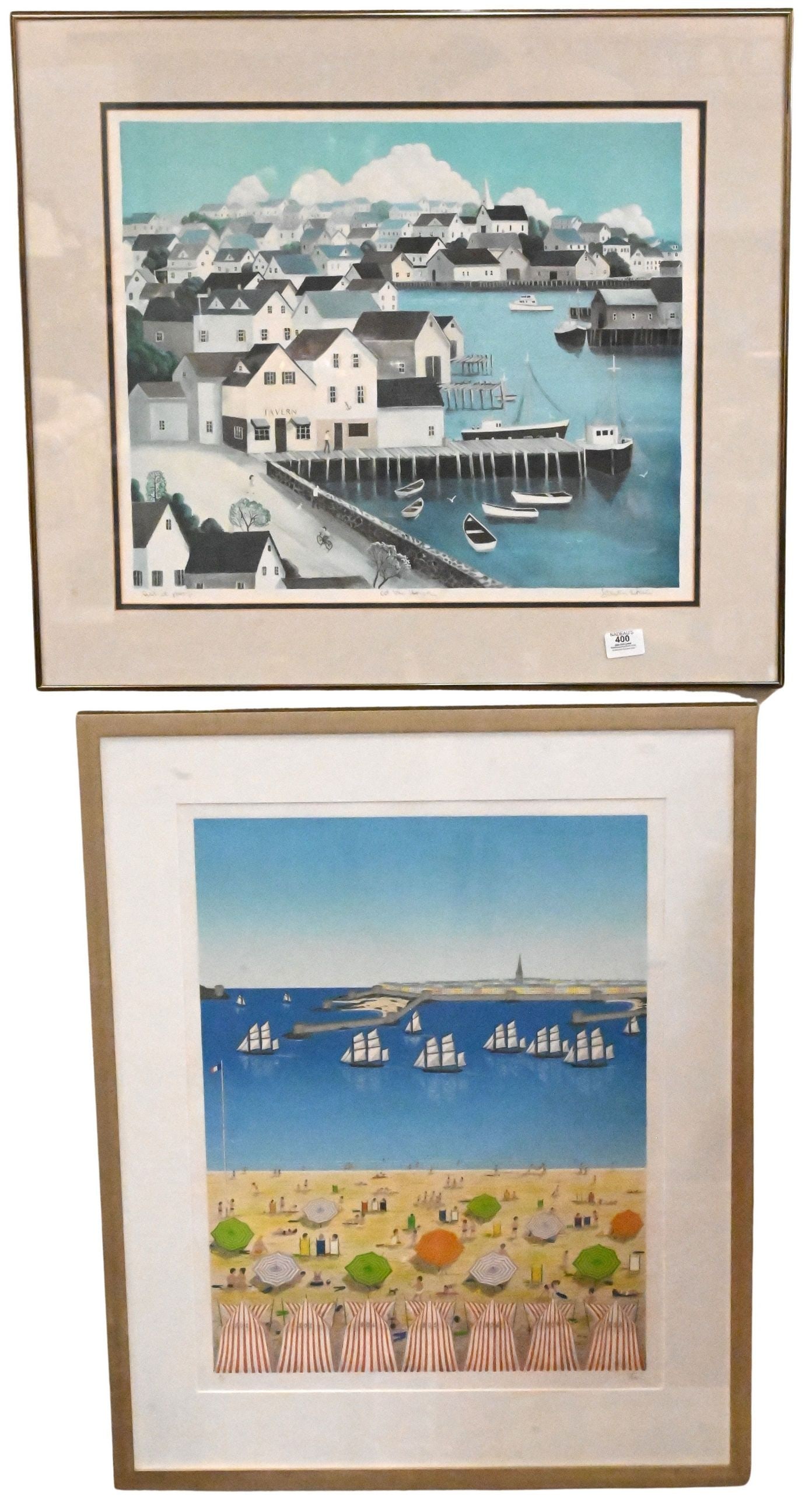 Four Framed Harbor Scene Lithographs: Four Framed Harbor Scene Lithographs to include Two: Francois (Fanch) Ledan (French B.1949) "The Beach" Lithograph, artist proof edition Signed lower right Fanch 24" x 18" plate size "By the