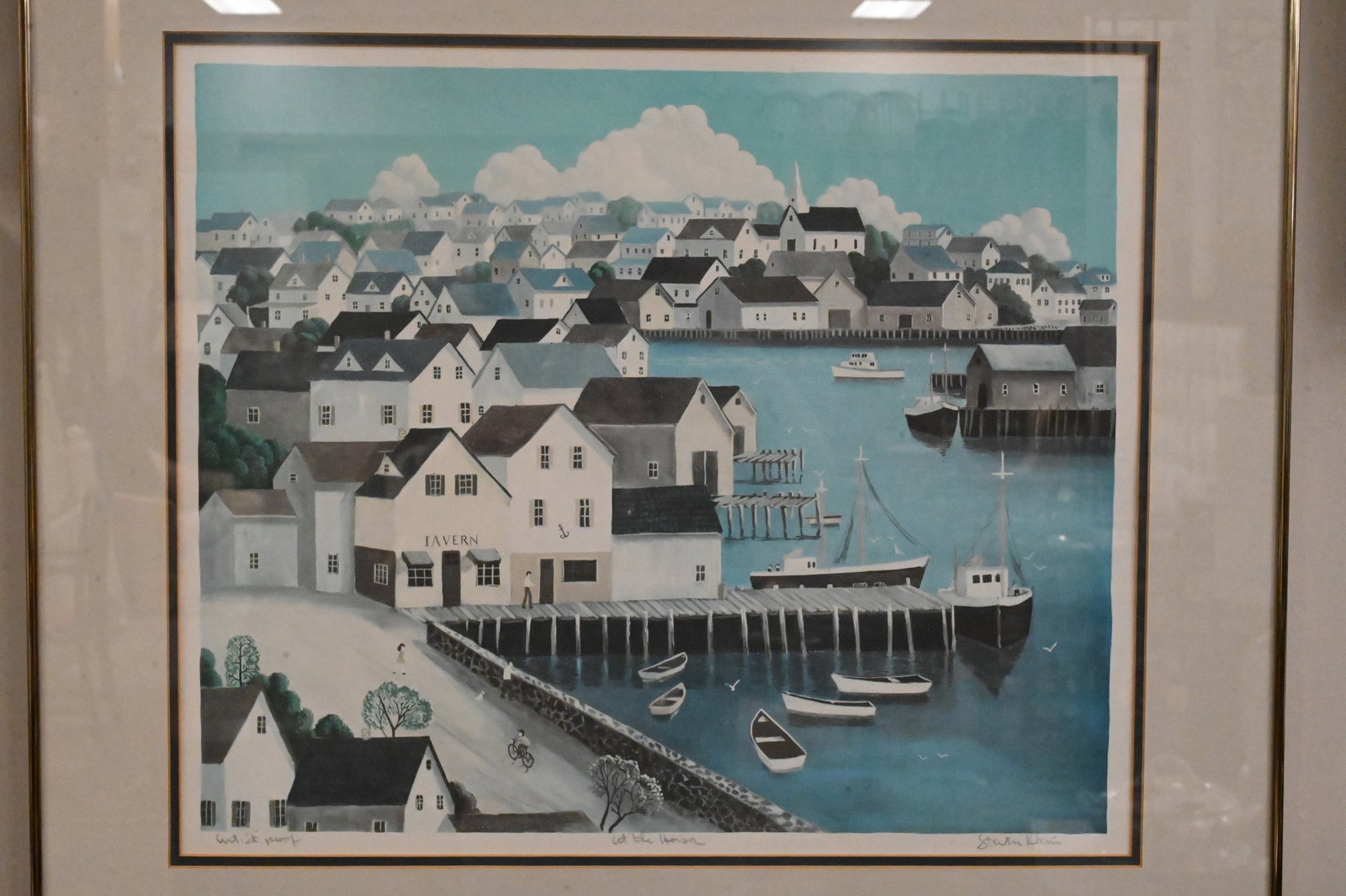 Four Framed Harbor Scene Lithographs - 6