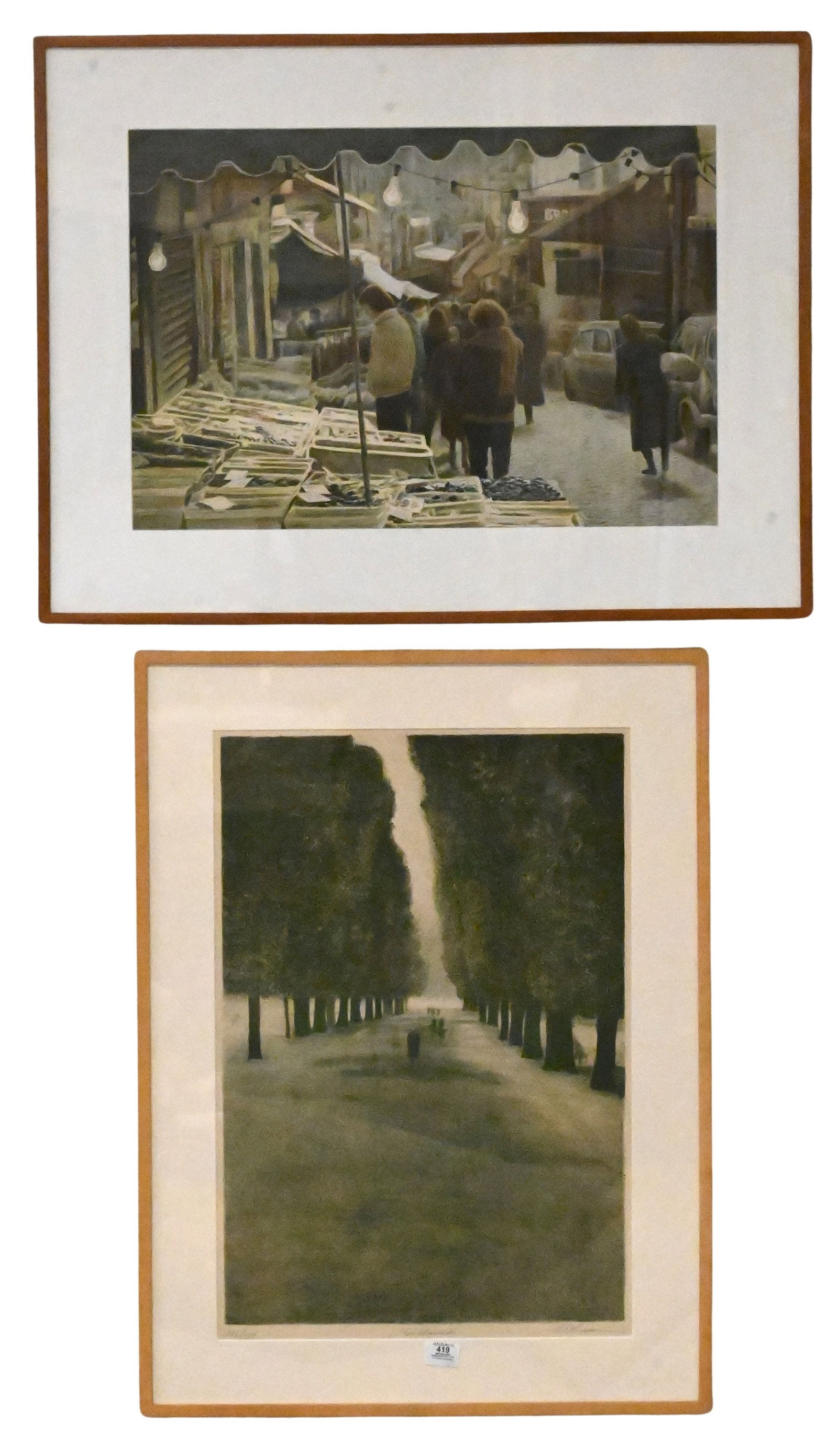 Two: Harold Altman (American 1924,2003): Two: Harold Altman (American 1924,2003) "Rue Mouffetard", 1982 Lithograph 25 1/2" x 33 1/2" frame Reference: this piece retails for ($750) on Altman's website "L'Esplanade", 1975 Lithograph,