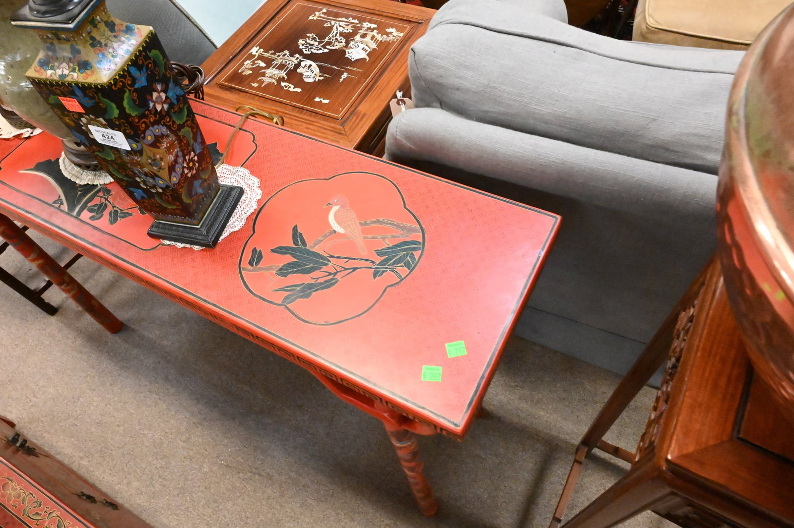 Chinese Red Lacquered Console Table - 3