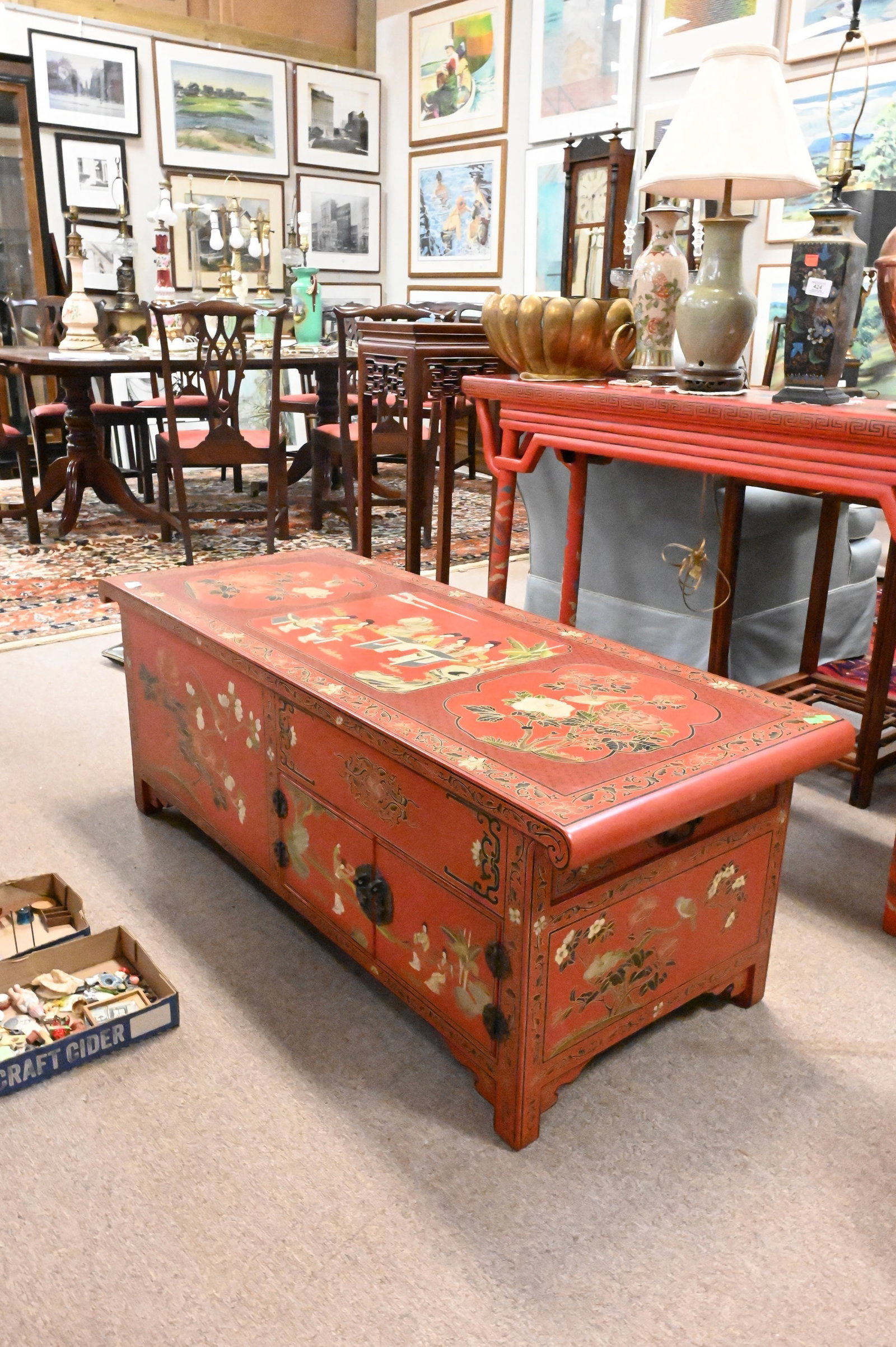 Chinese Red Lacquered Low Table - 2