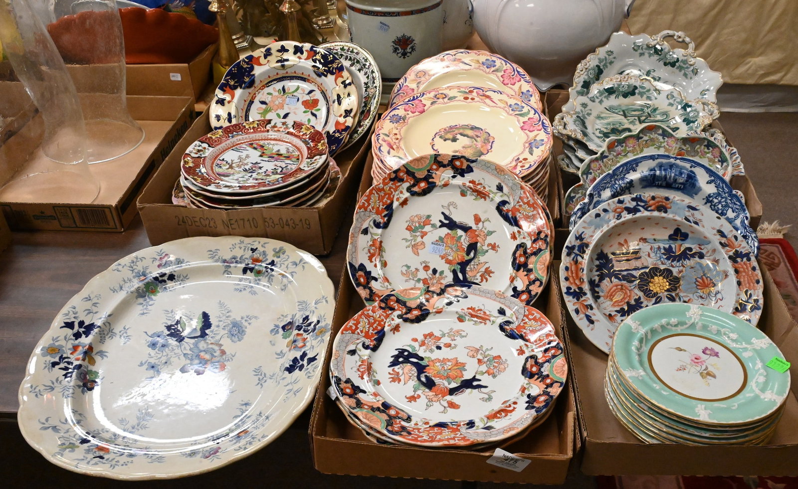Five Box Lots of Mostly Mason's English Ironstone Plates (1 of 8)