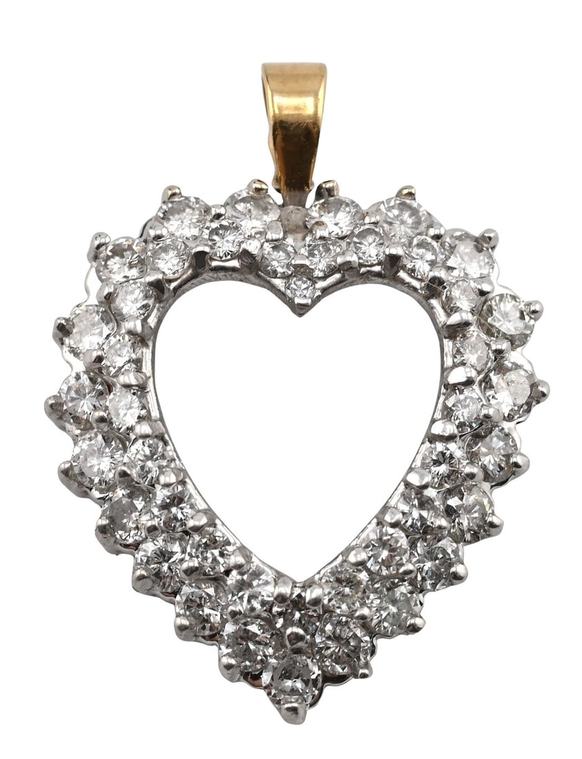 14K White Gold and Diamond Heart Pendant (1 of 2)