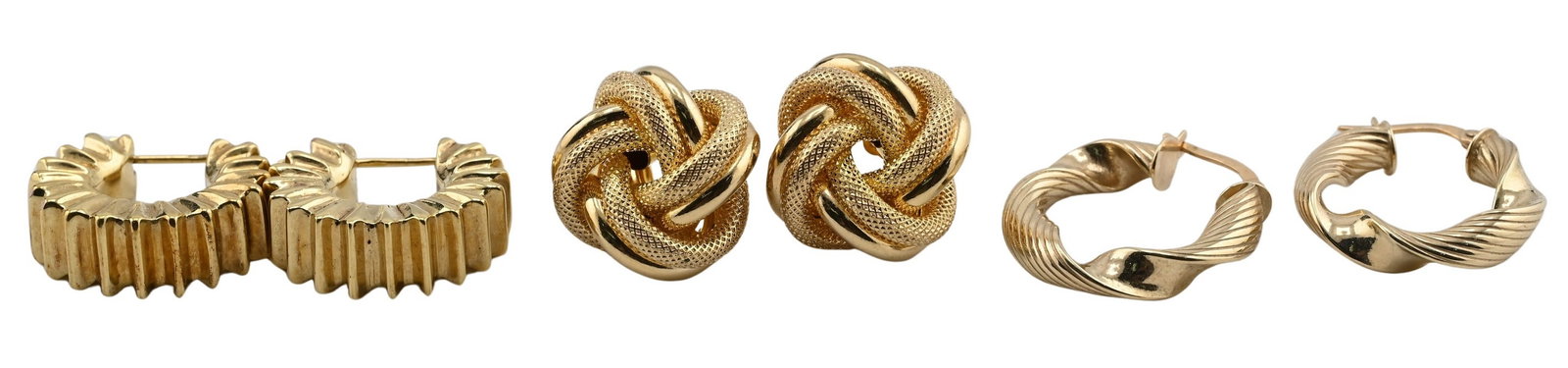 Three Pairs of 14K Yellow Gold Earrings (1 of 7)