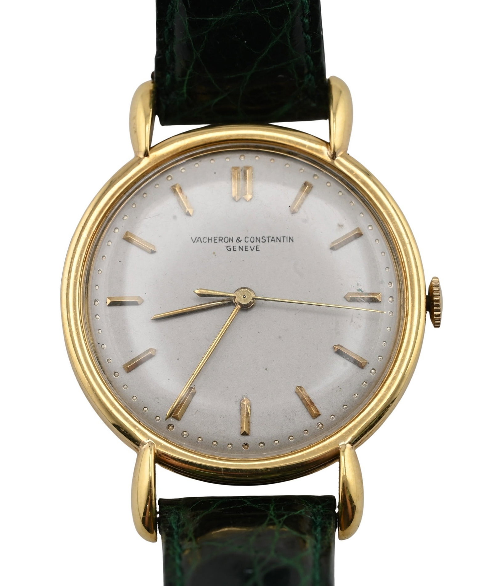 Vacheron & Constantin 18k Yellow Gold Wristwatch: Vacheron & Constantin 18k Yellow Gold Wristwatch Manual wind wristwatch with silvered dial, baton hour markers, and sweep seconds hand Dial signed "Vacheron & Constantin Geneve." Movement signed
