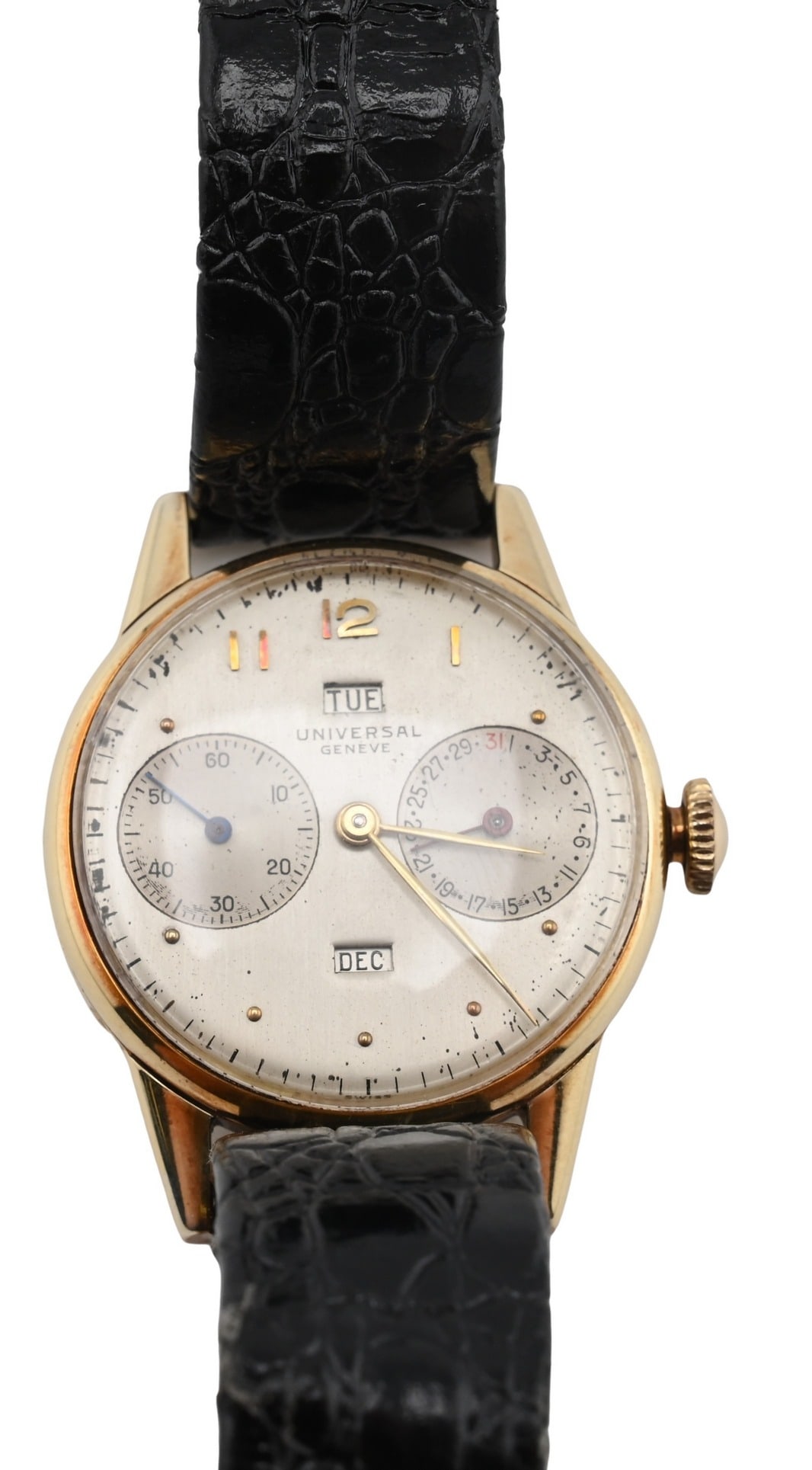 14K Yellow Gold Universal Geneve Triple Calendar Watch (1 of 5)