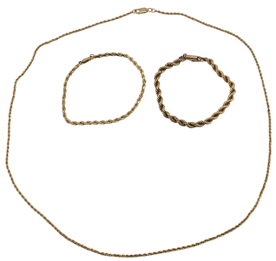 Three 14K Yellow Gold Rope Chains (1 of 3)