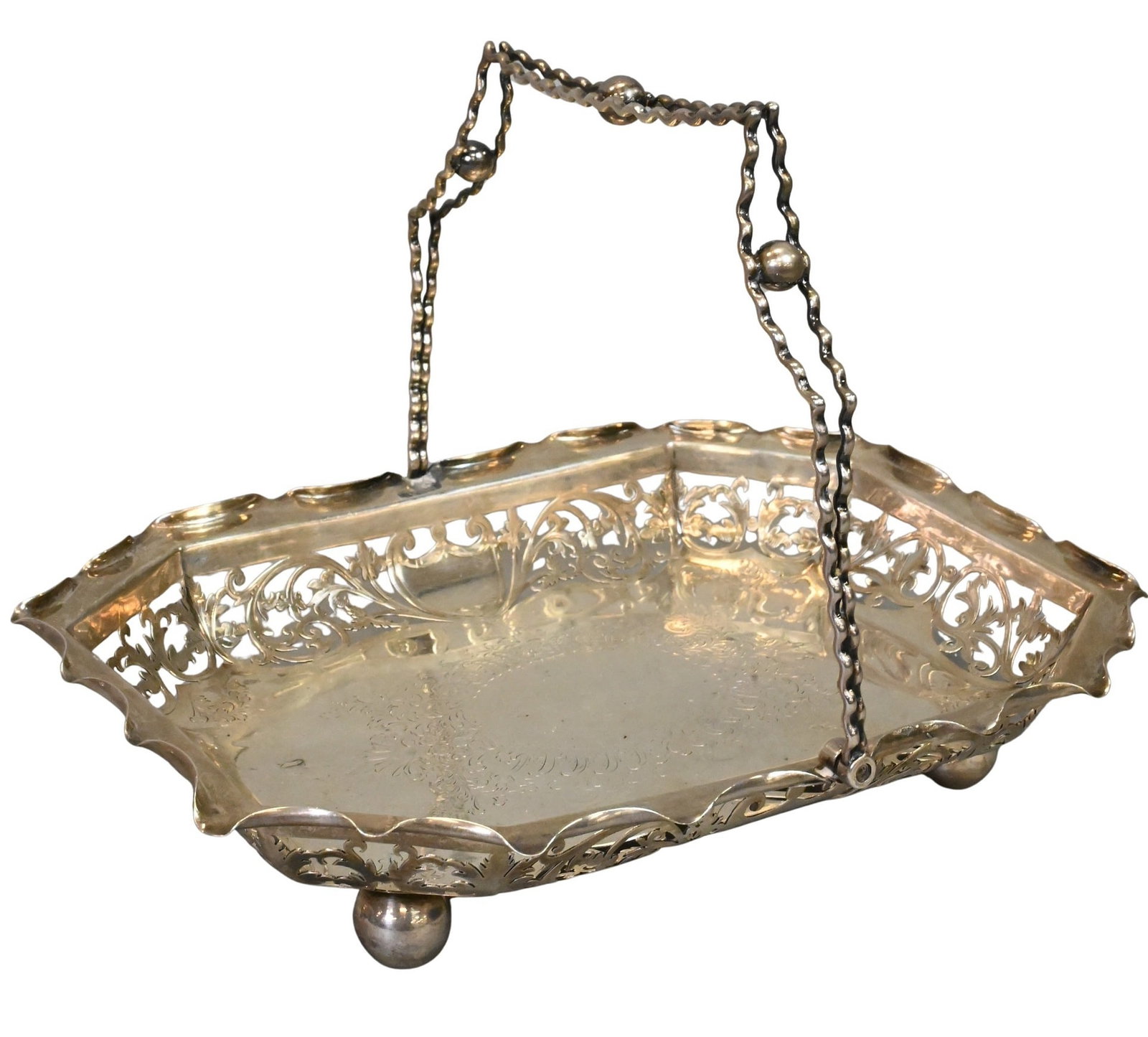 English Sterling Silver Pierced Bread Basket (1 of 5)