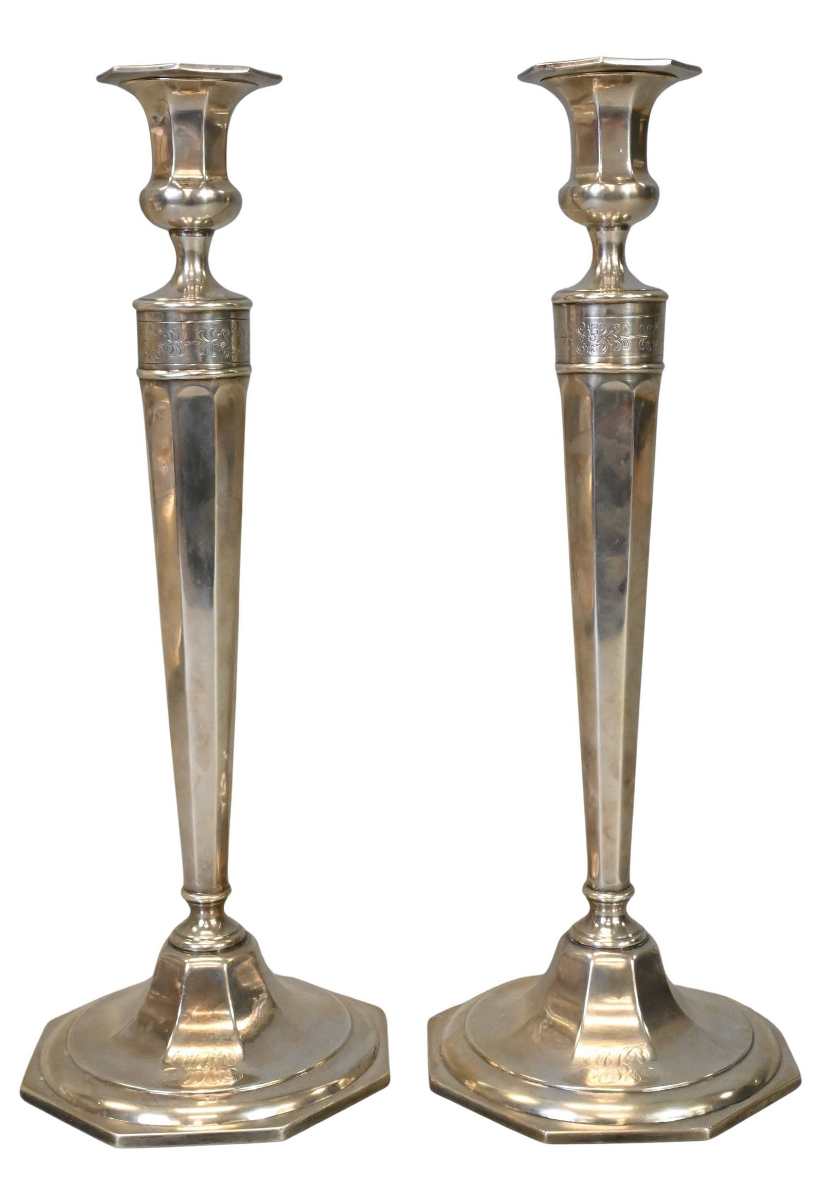 Large Pair of Weighted Sterling Silver Candlesticks (1 of 5)