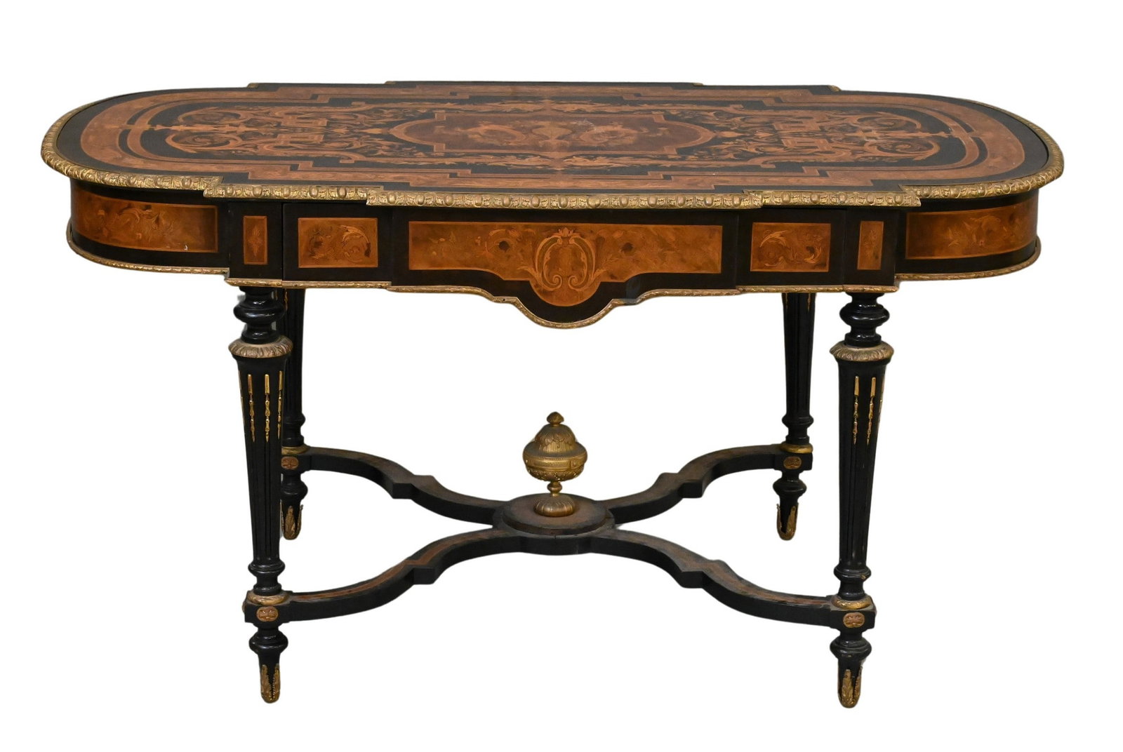 French Napoleon III Ebonized and Inlaid Center Table (1 of 5)