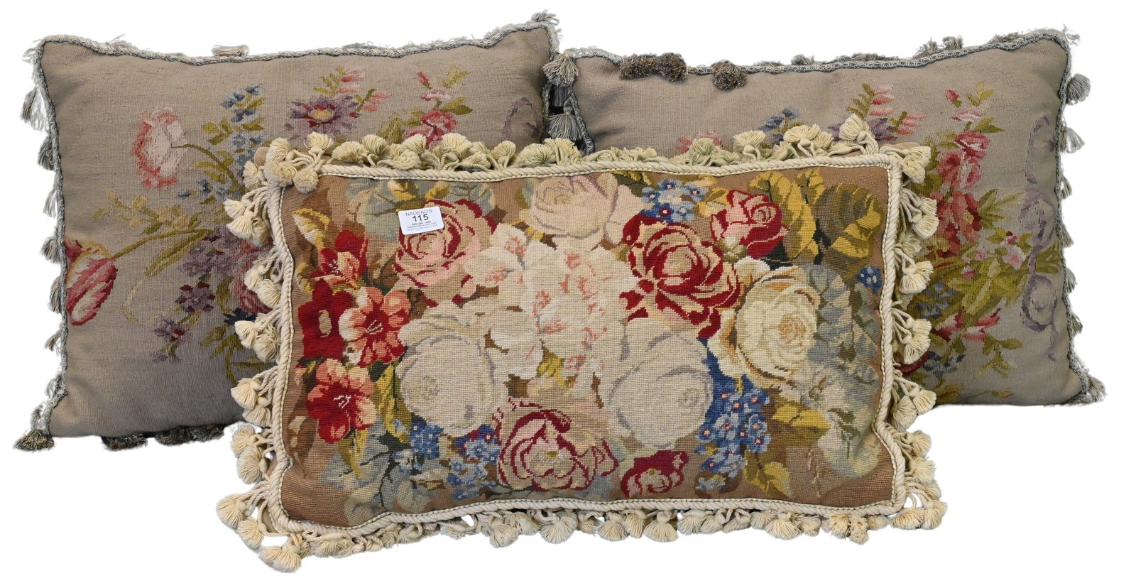 Three Needlework Decorative Floral Pillows (1 of 4)