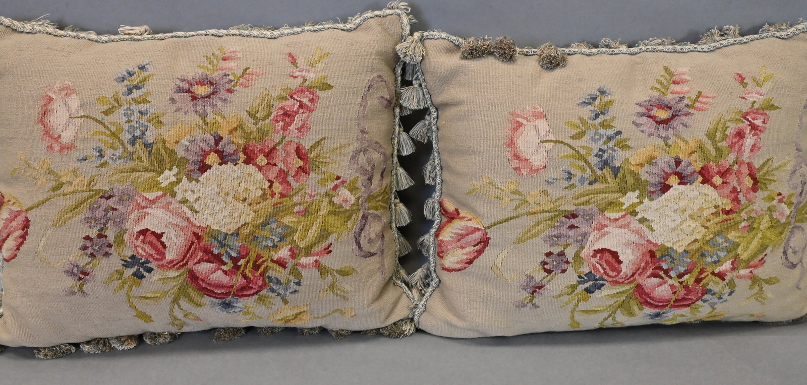 Three Needlework Decorative Floral Pillows - 2