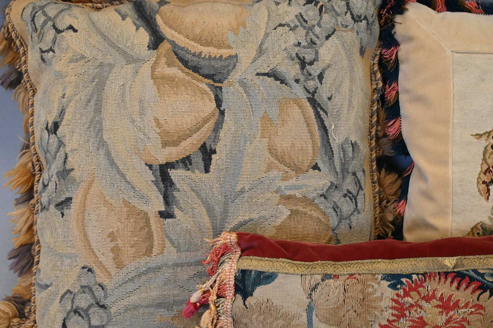 Five Needlework Floral Decorative Throw Pillow - 2