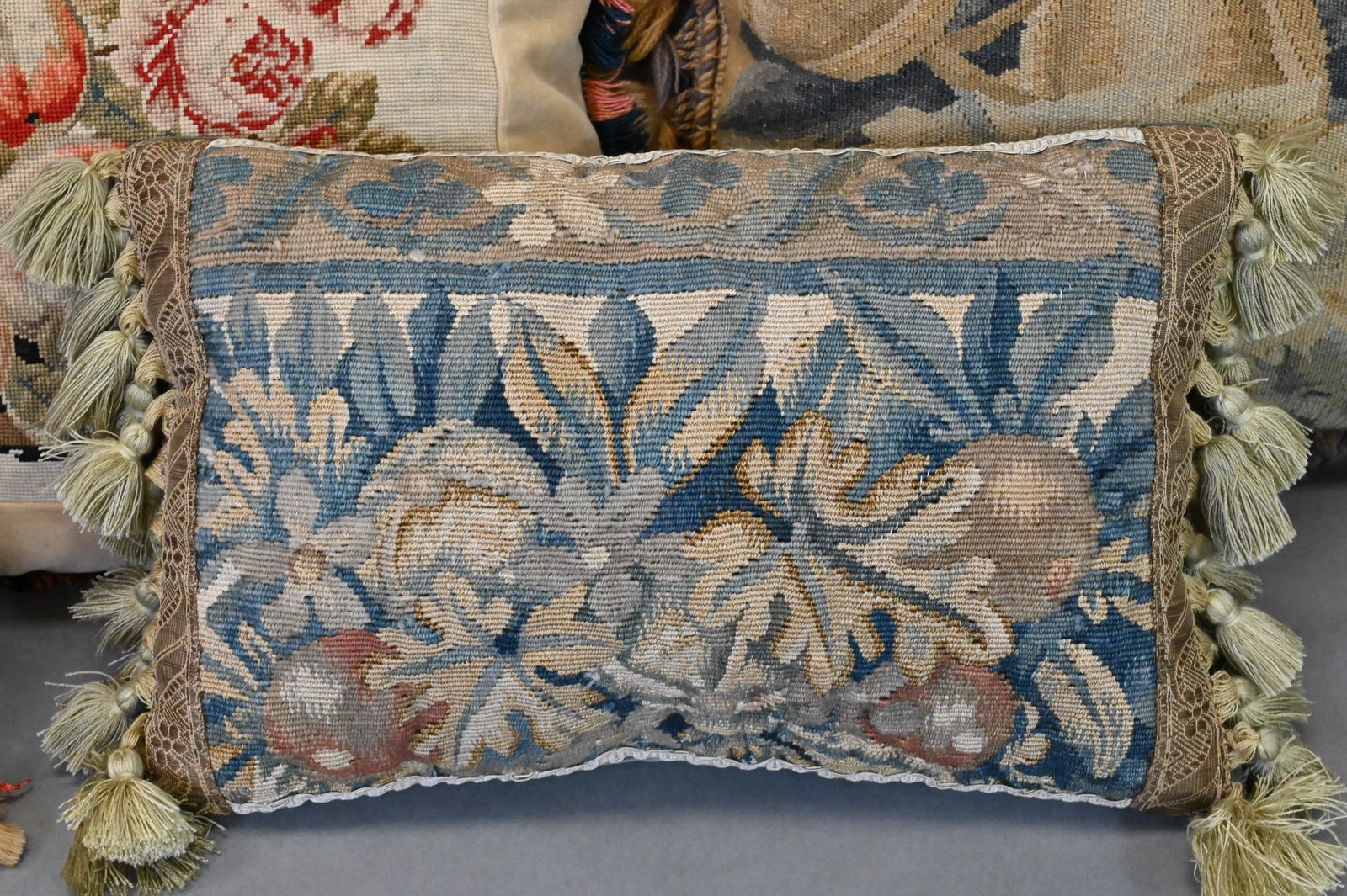 Five Needlework Floral Decorative Throw Pillow - 4