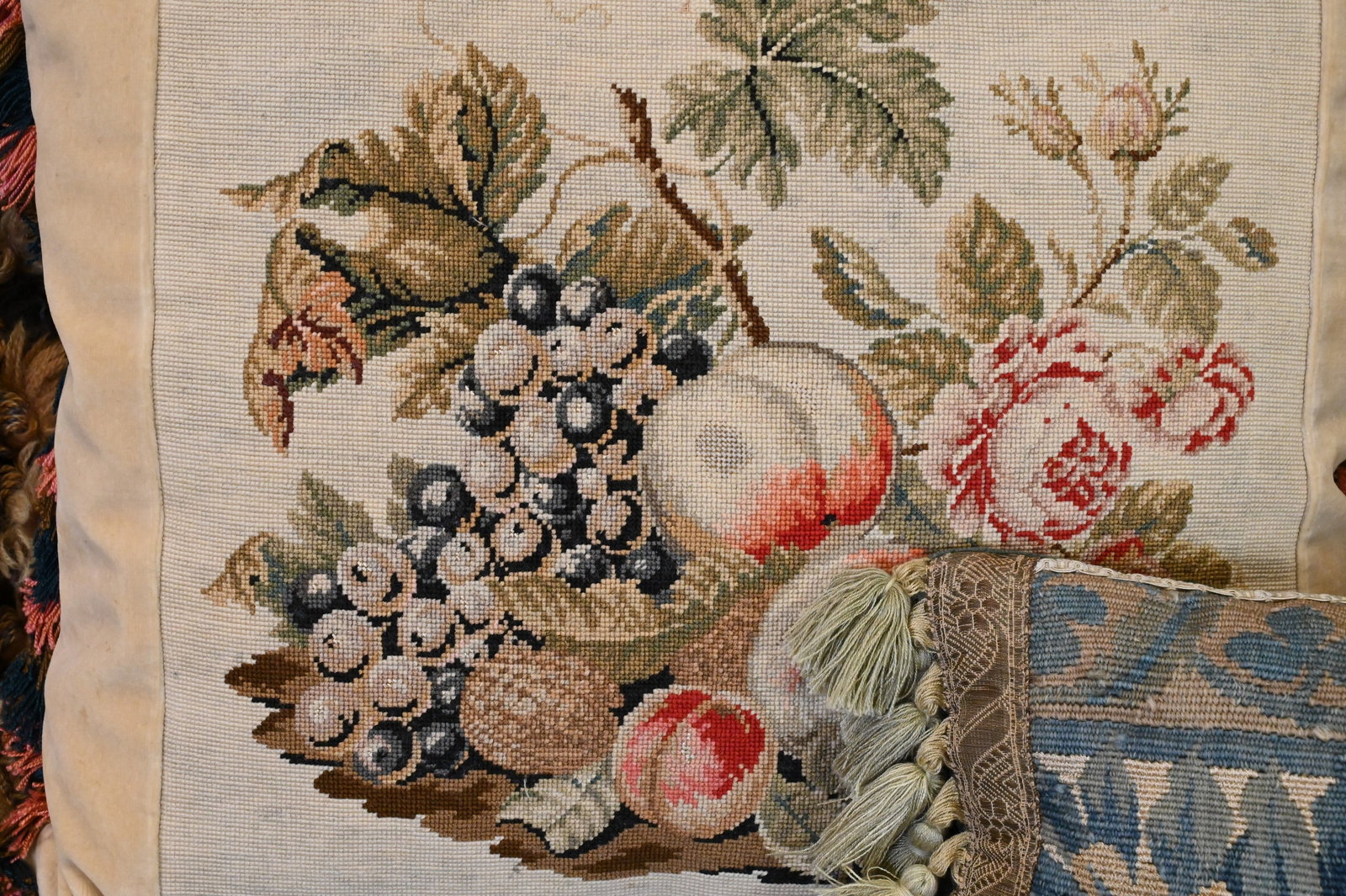 Five Needlework Floral Decorative Throw Pillow - 6
