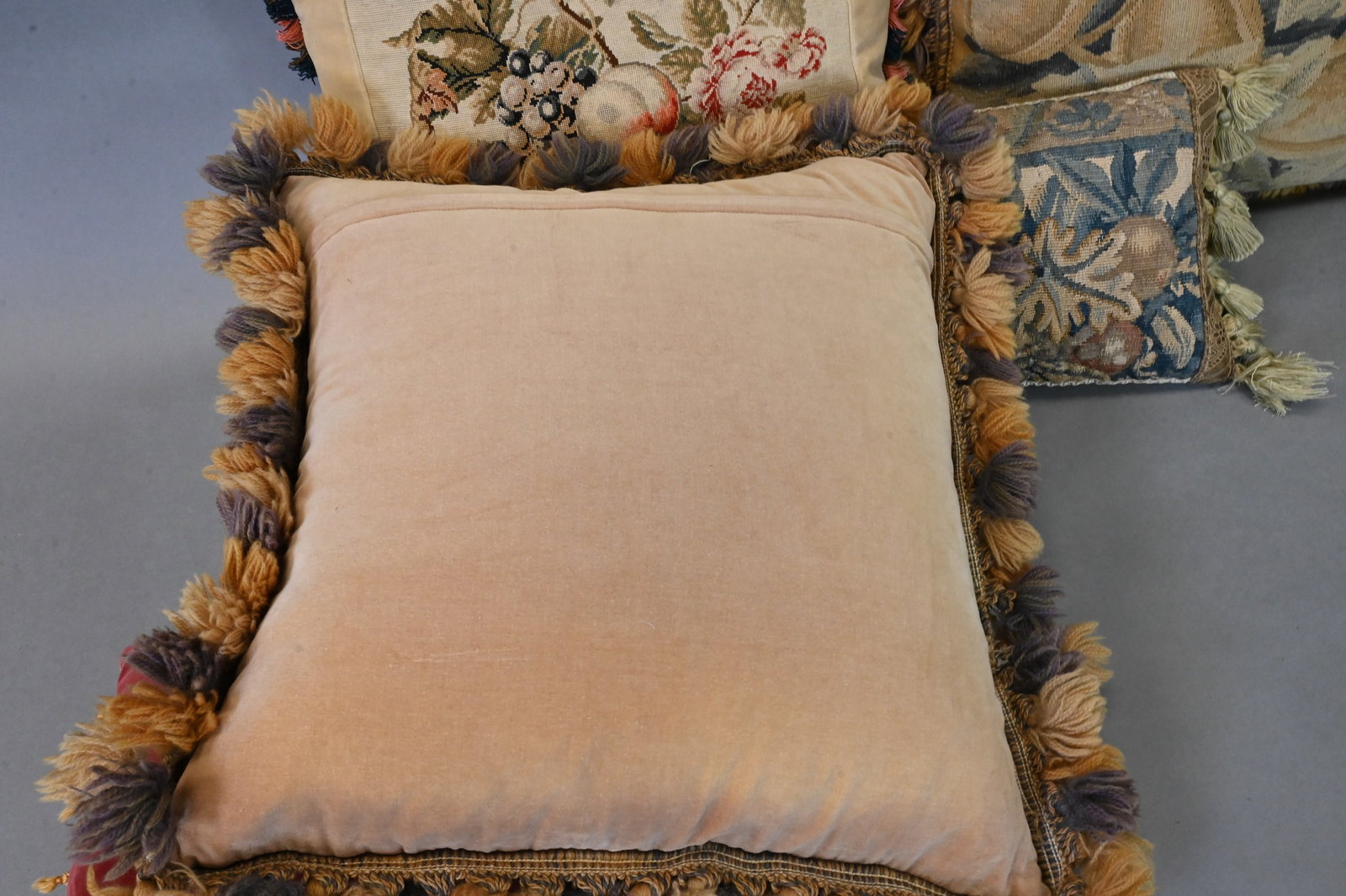 Five Needlework Floral Decorative Throw Pillow - 7