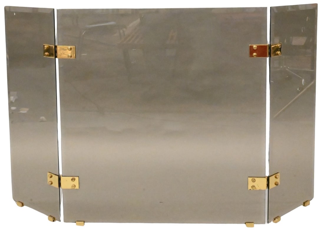 Mid Century Danny Alessandro Smoke Glass Fireplace Screen (1 of 6)