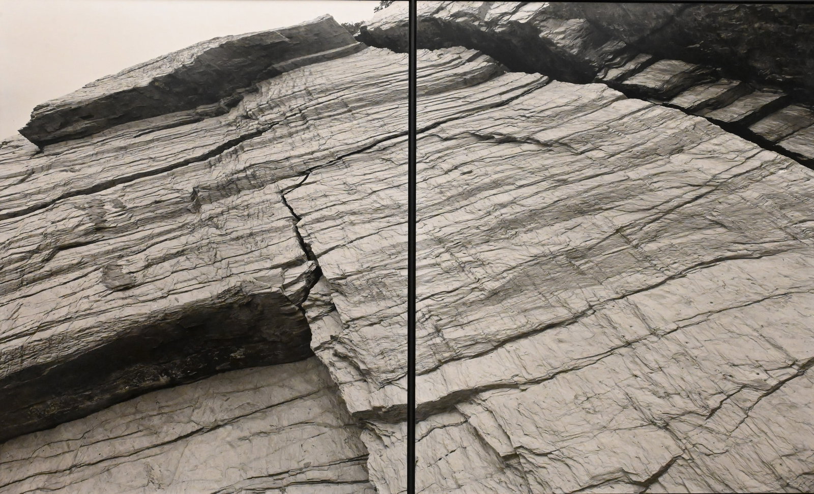Ray Mortensen (American B.1944): Ray Mortensen (American B.1944) "Short Point" (from Rocks), 2002 Gelatin silver prints diptych, edition of 2 plus 1 AP. black and white photographic composition depicting a close-up rock face with