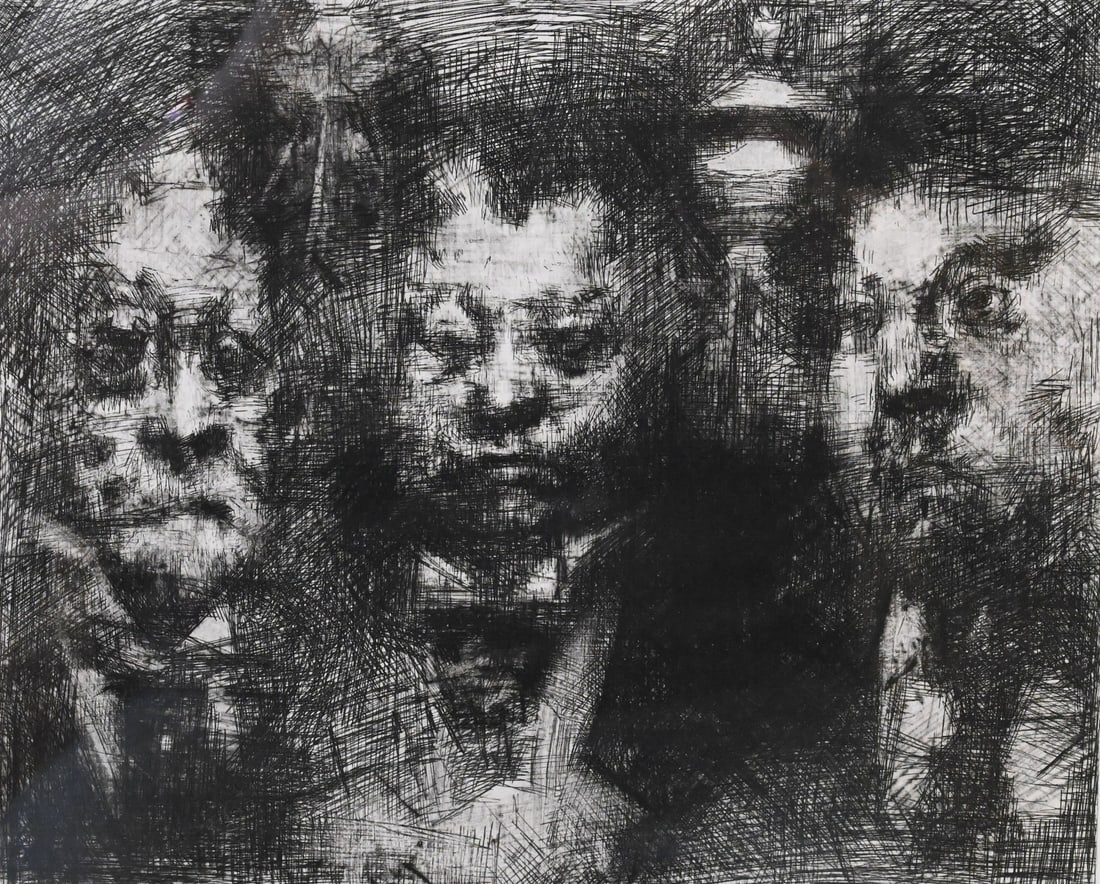 Jack Levine (American 1915-2010): Jack Levine (American 1915-2010) "Sweet Bye and Bye", 1980 Etching, drypoint, and mezzotint on Arches paper, edition 73/100 Printer: Emiliano Sorini, New York; published by Kennedy Graphics, New