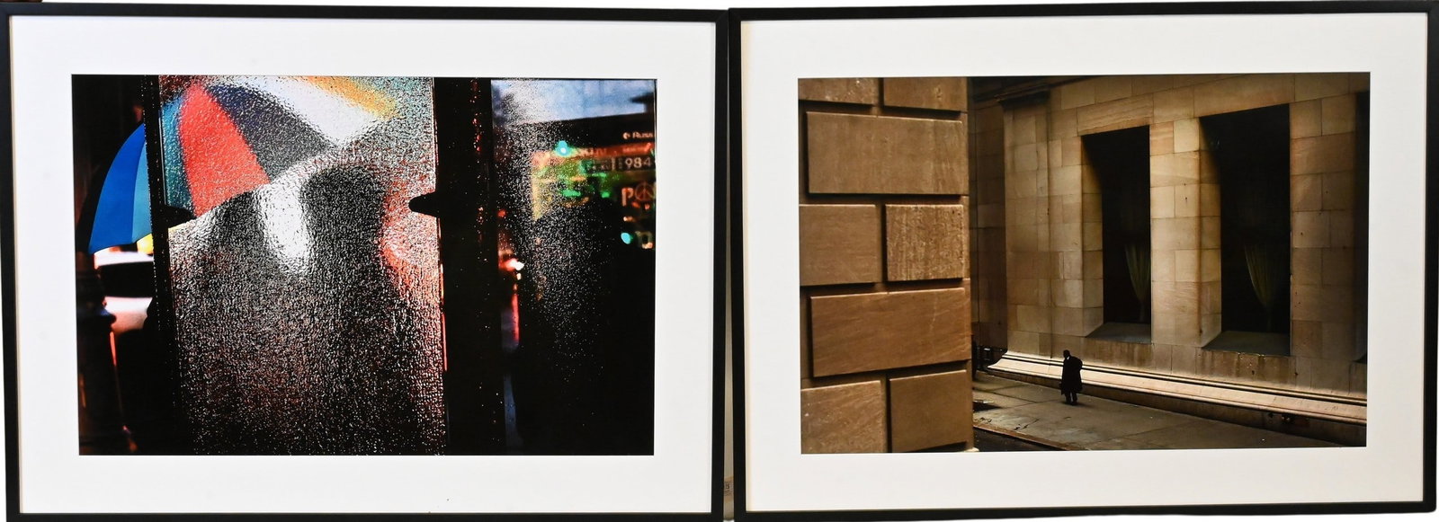 Five: Spencer Platt (American B.1970): Five: Spencer Platt (American B.1970) Reflection of Birds in the Street Wall Street Woman in Burqa on the Street Umbrella through a Rainy Window Pigeon, People on the Beach Photo lithographs 19 1/2"
