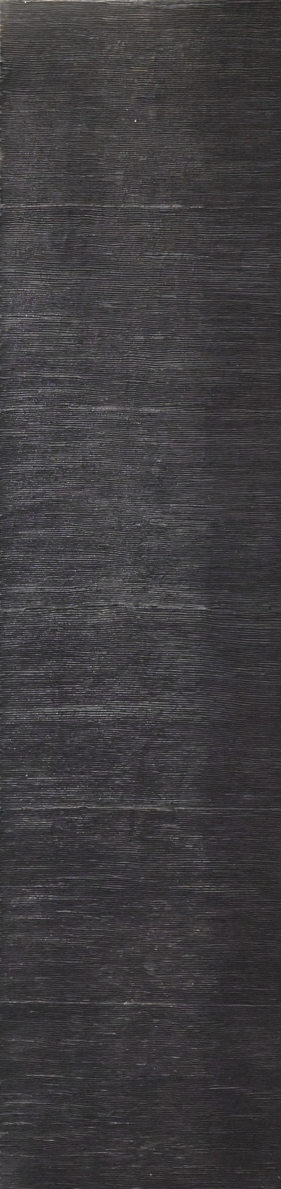 Monumental Contemporary Textile Panel: Monumental Contemporary Textile Panel Dark fabric stretched over wooden frame, textured surface displaying minimalist tonal variation 87" x 21 1/2" Provenance: Property sold to benefit the Museum of
